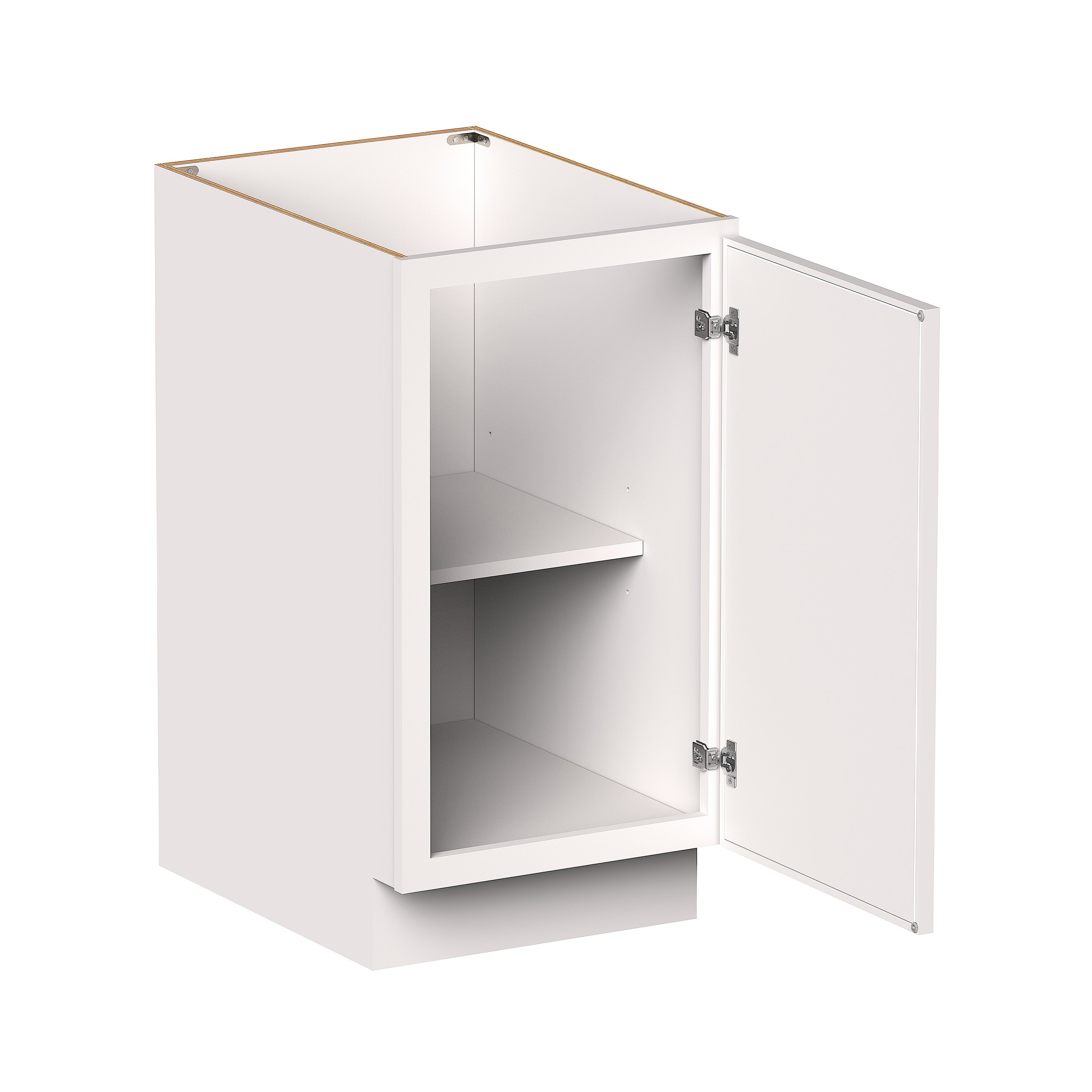 Slim Shaker Alabaster RTA 9"- 21"W x 24"D x 34.5"H Full Height Door Base Cabinet With 1 Door and 1 Shelves