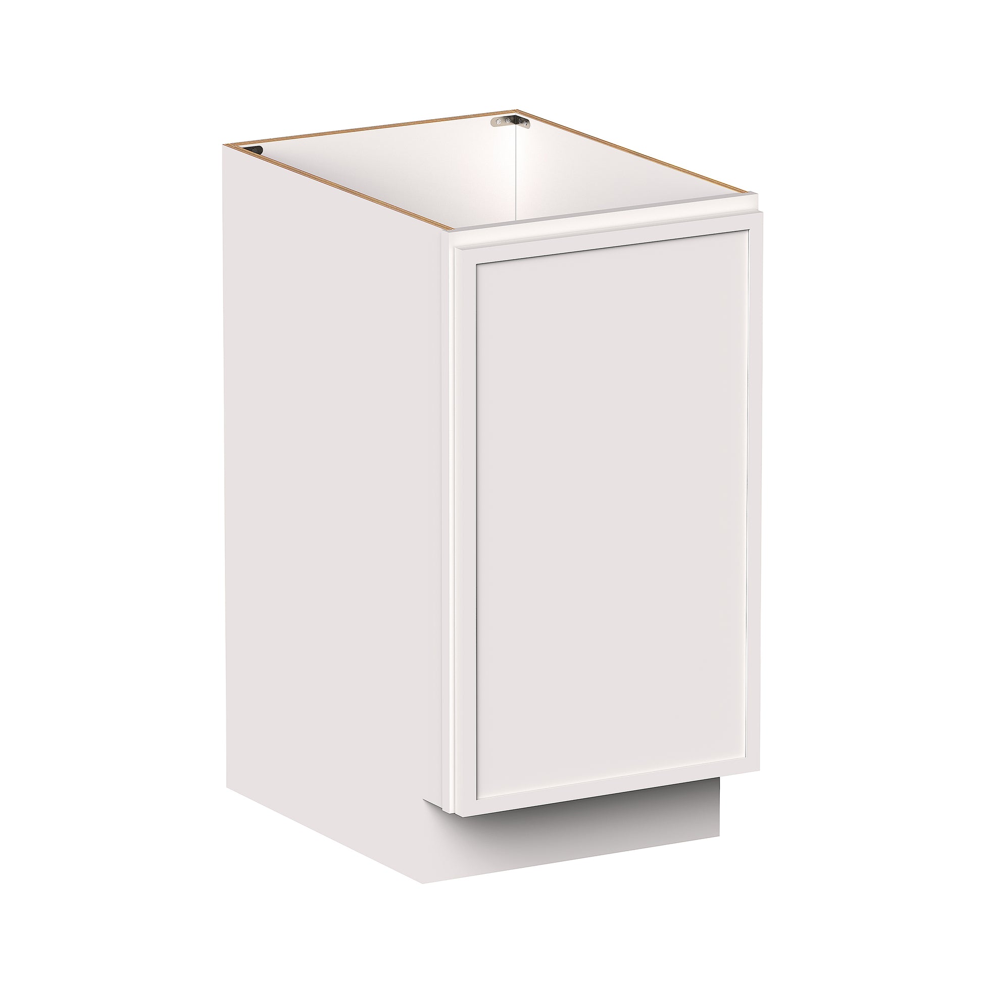 Slim Shaker Alabaster RTA 9"- 21"W x 24"D x 34.5"H Full Height Door Base Cabinet With 1 Door and 1 Shelves