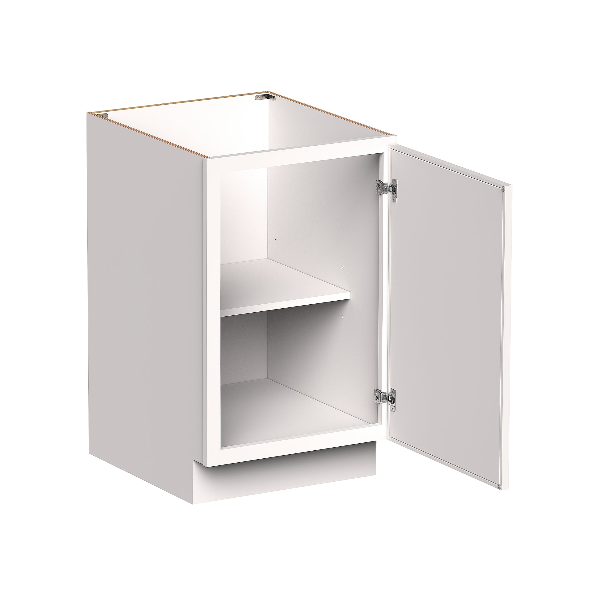 Slim Shaker Alabaster RTA 9"- 21"W x 24"D x 34.5"H Full Height Door Base Cabinet With 1 Door and 1 Shelves