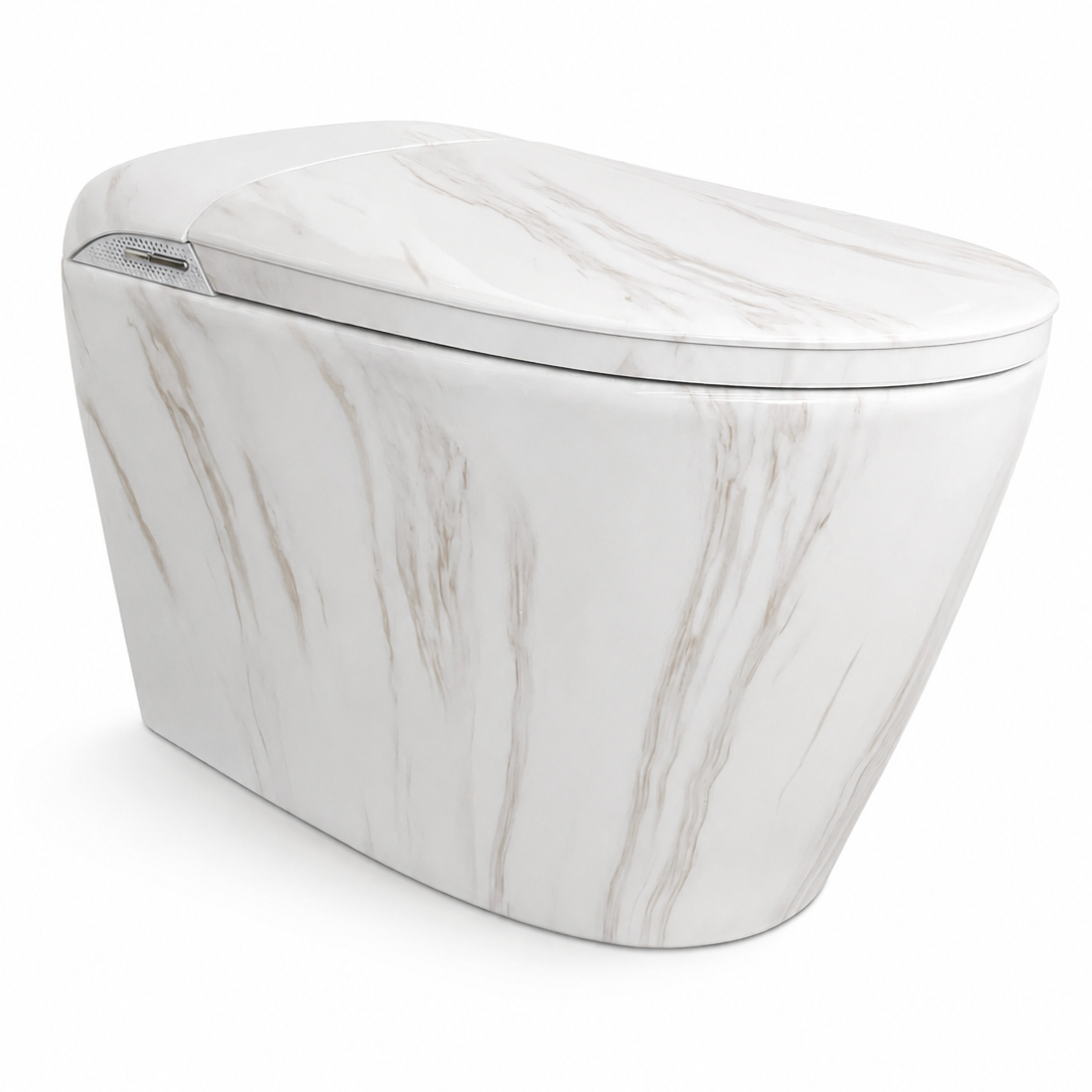 Smart Toilet with Auto Open & Close, Auto Flush, Heated Seat, Warm Water Wash, Dryer, UV Nozzle Care, ADA Height