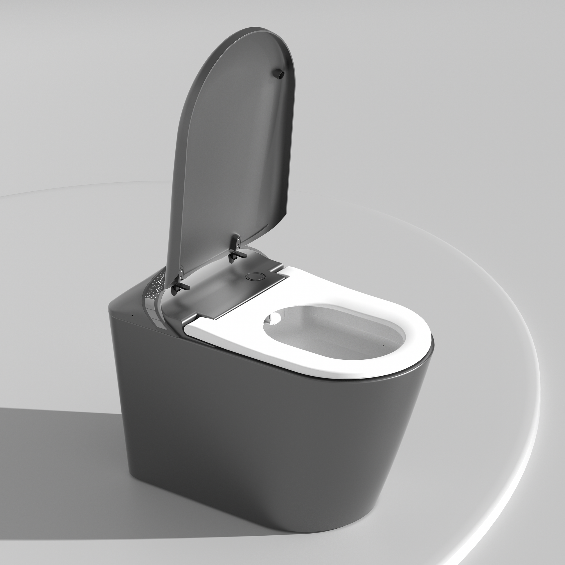 Smart Toilet with Warm Water & Dryer, Bidet Built In,  Auto Open/Close Seat, Foot Sensor, LED Display, Starry Night Light, Matte Grey