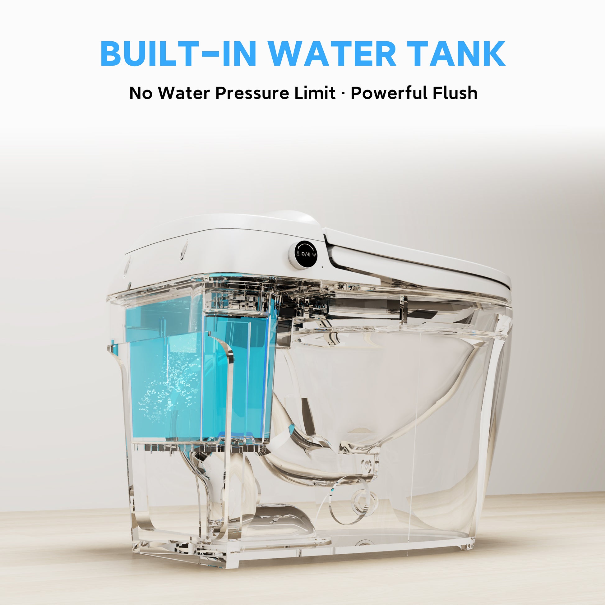 Luxe Smart Bidet Toilet with Built-in Deodorizer and LED Display, White, Black & Grey