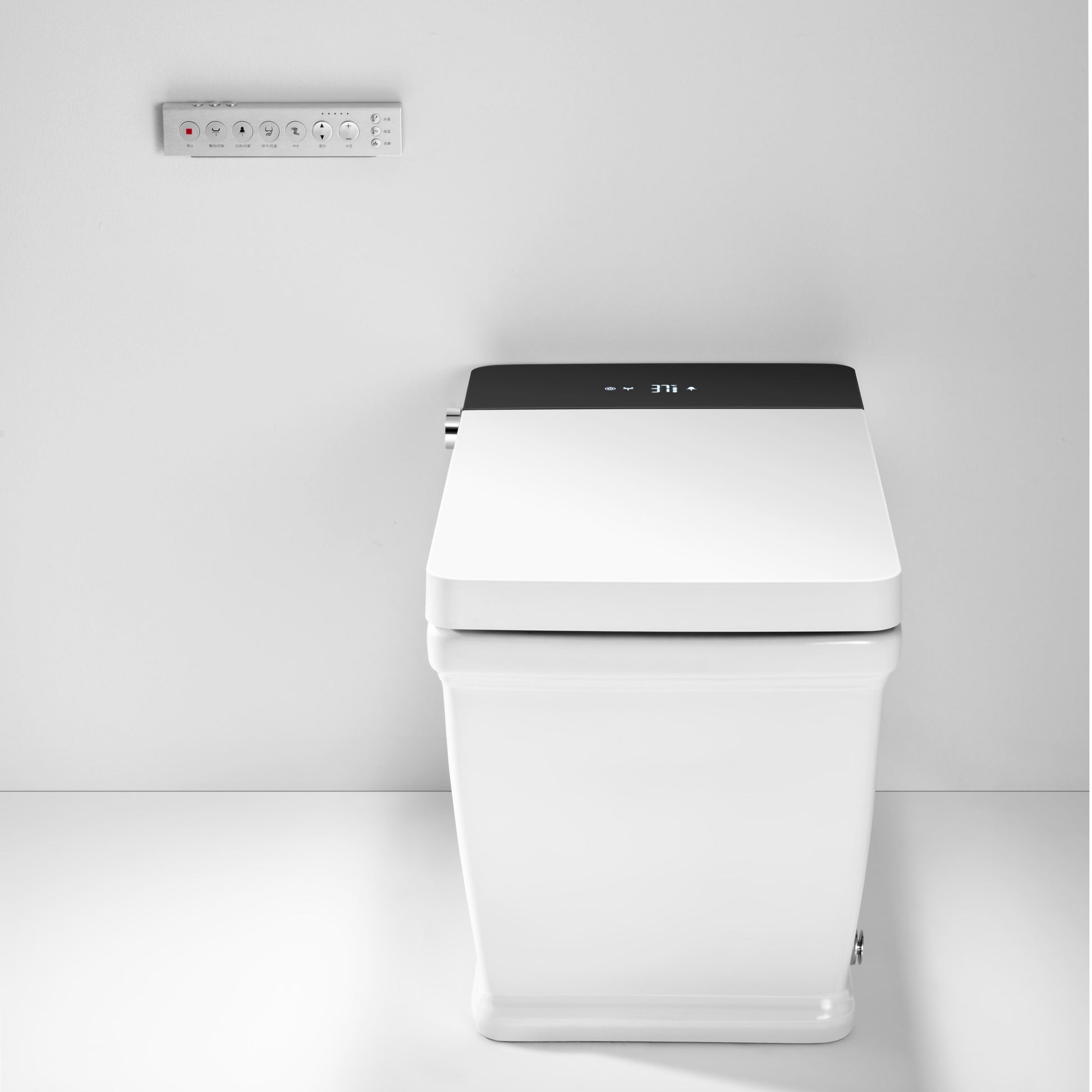 White Elongated Smart Bidet Toilet with UV Sterilization and Remote Control