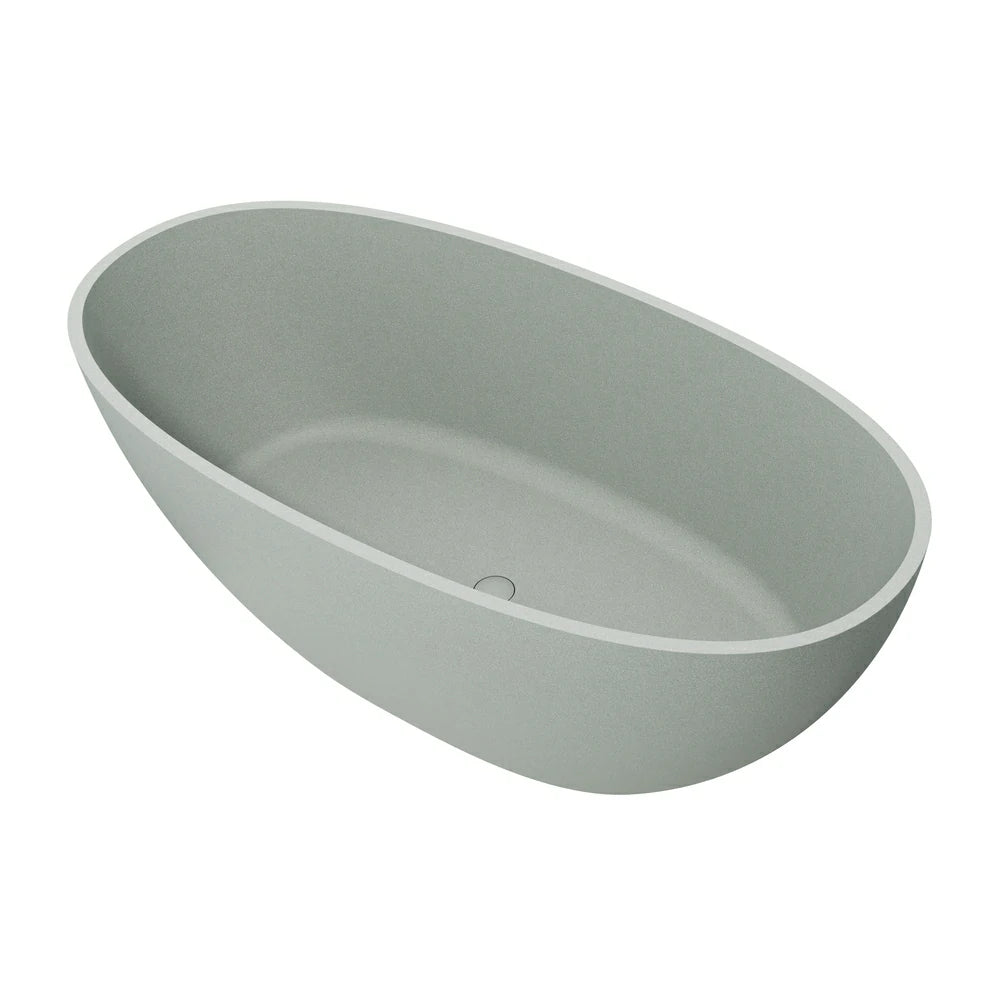 55"/59"/63"/67"/71" Turquoise Green Stone Resin Freestanding Bathtub with Center Overflow and Drain