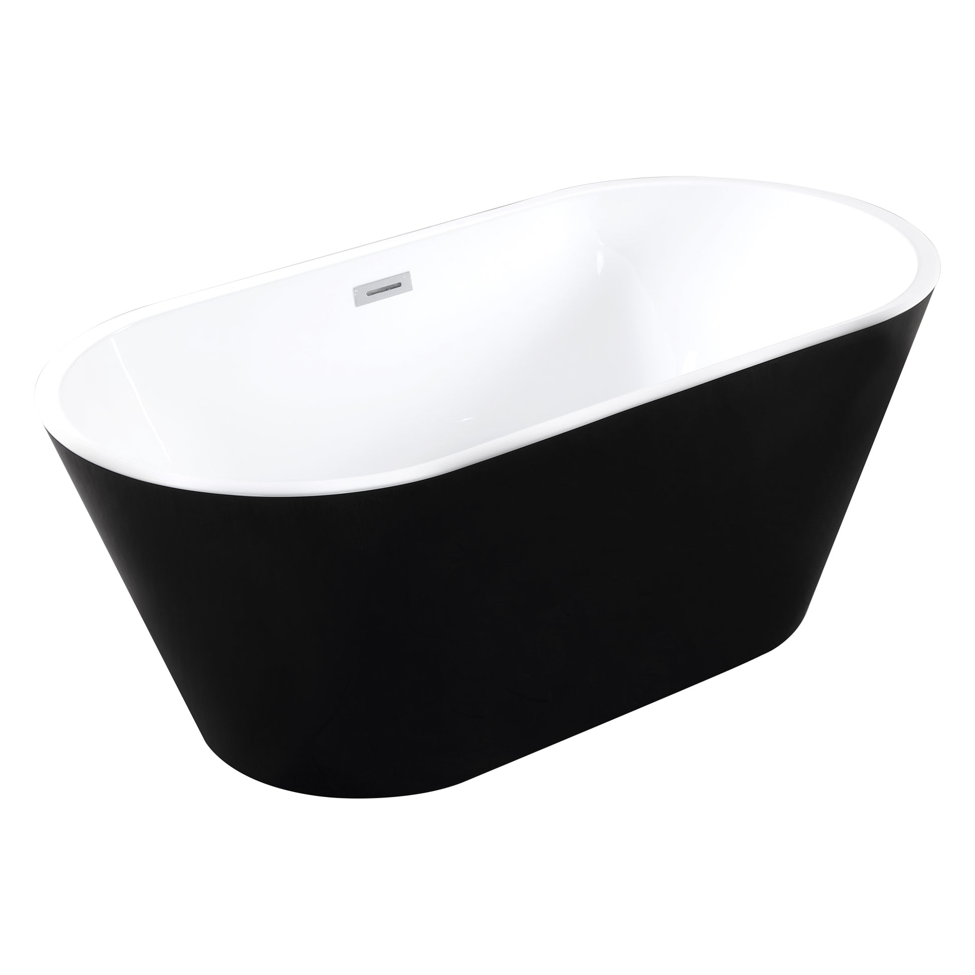 59"/67" Acrylic Freestanding Bathtub with Chrome Drain and Overflow, Glossy White & Black