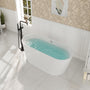 59"/67" Acrylic Freestanding Bathtub with Chrome Drain and Overflow, Glossy White & Black