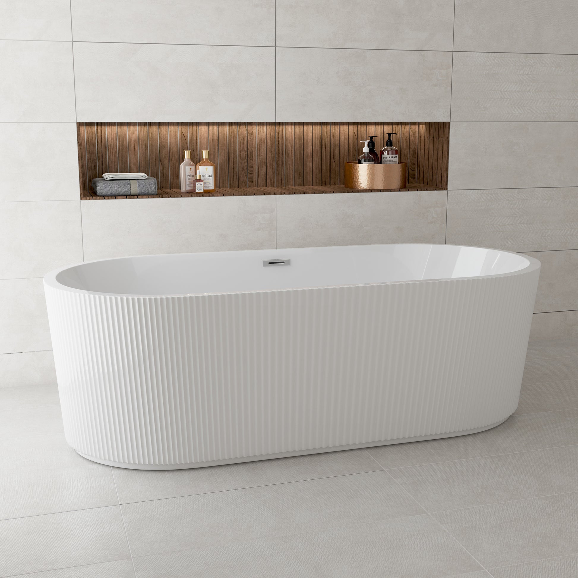 59"/67" Linear Acrylic Stand Alone Soaker Tub with cUPC Certified, Glossy White
