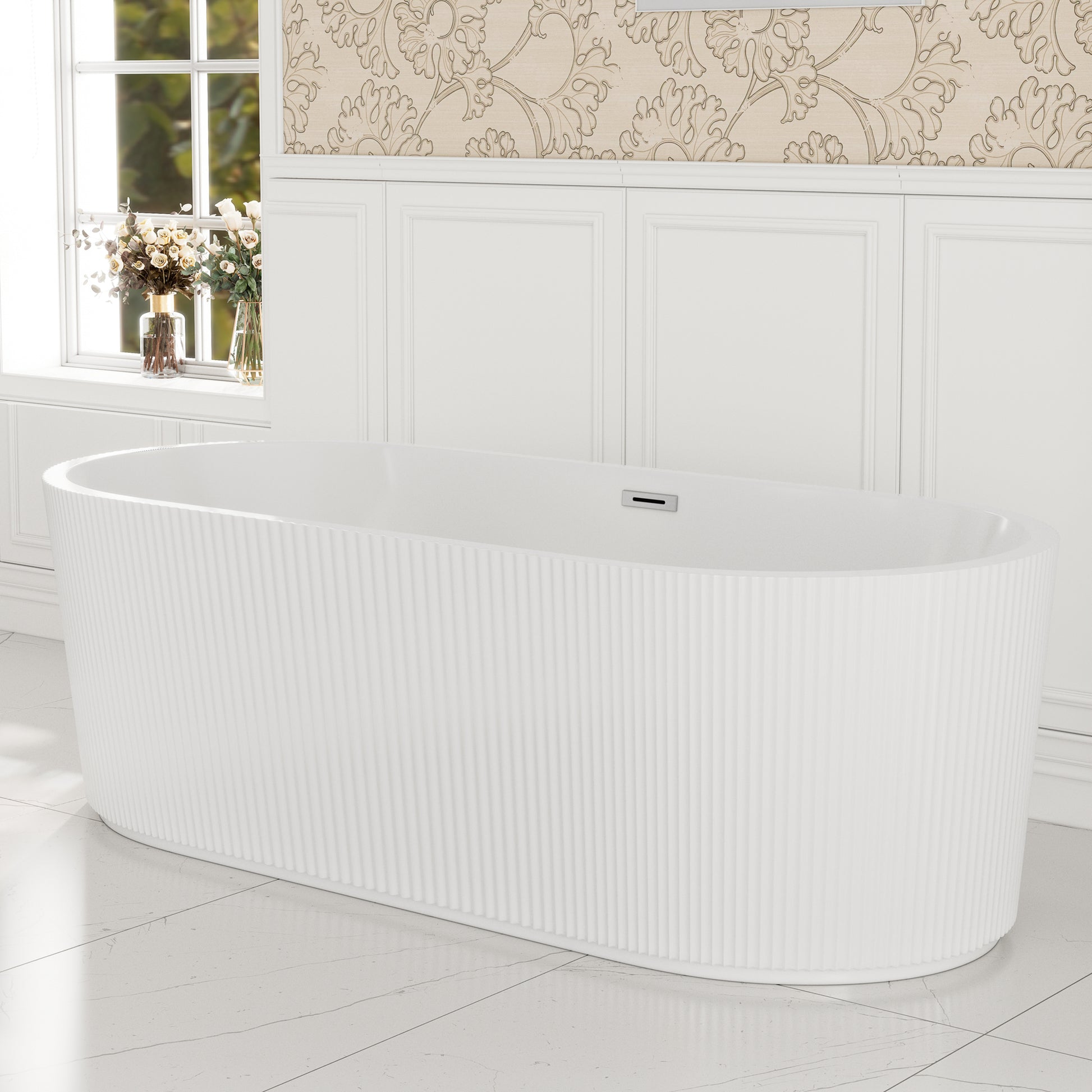 59"/67" Linear Acrylic Stand Alone Soaker Tub with cUPC Certified, Glossy White