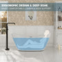 67" Acrylic Freestanding Twin Slipper Bathtub with Overflow and Pop-up Drain