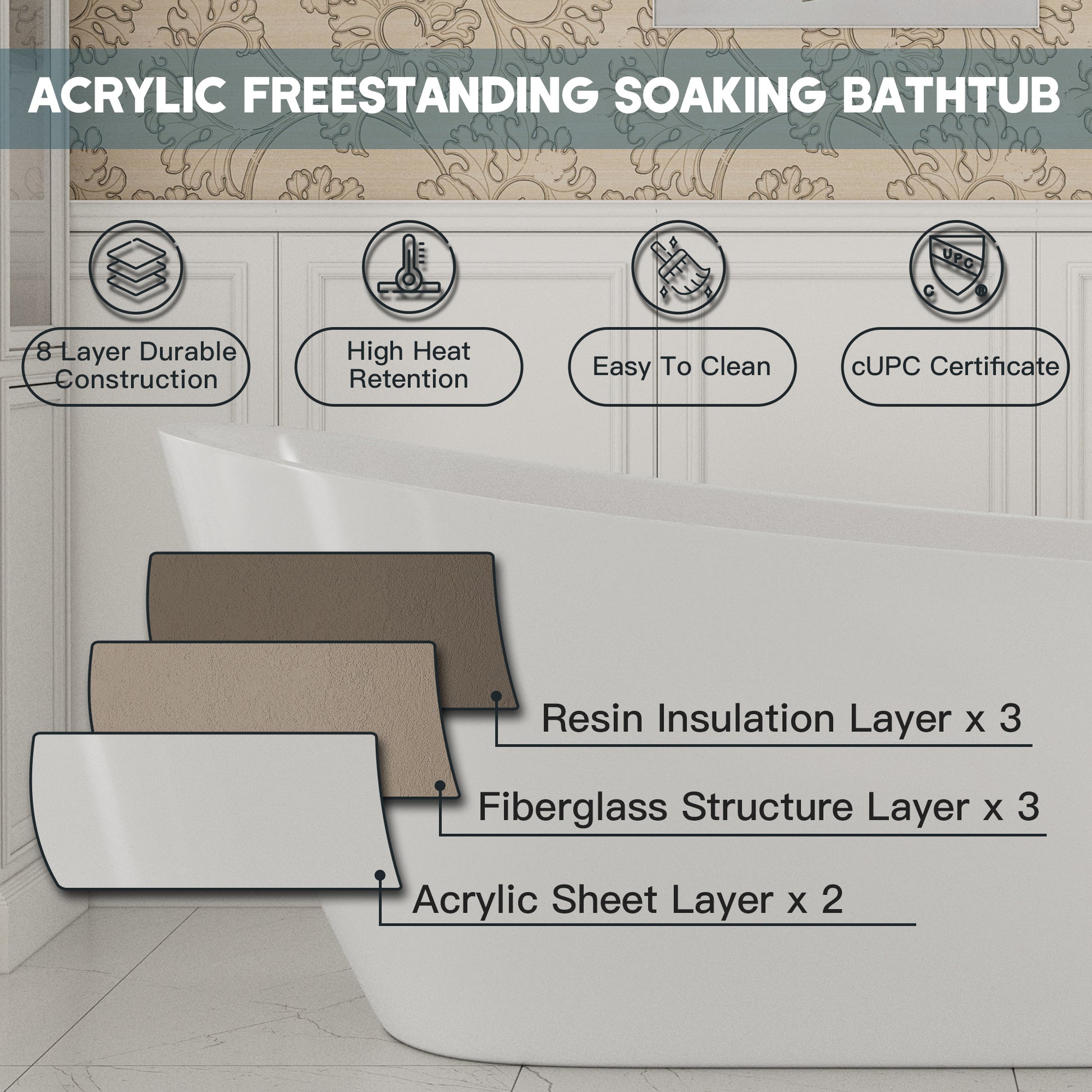 67" Special-Shaped Acrylic Freestanding Slipper Bathtub in Gloss White with Overflow and Drain