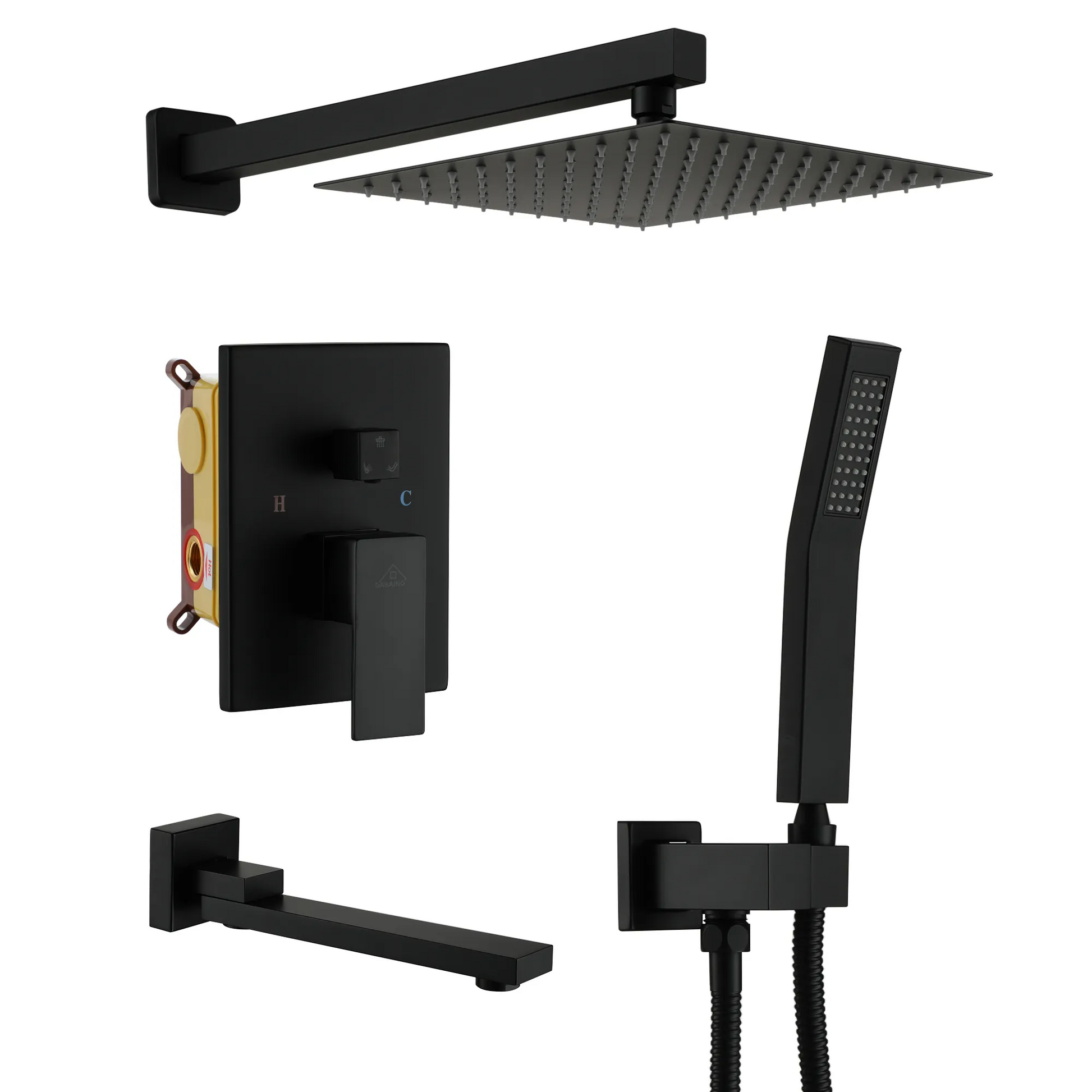 10 in. Wall Mount Rainfall Dual Shower Head System with Tub Shower Faucet