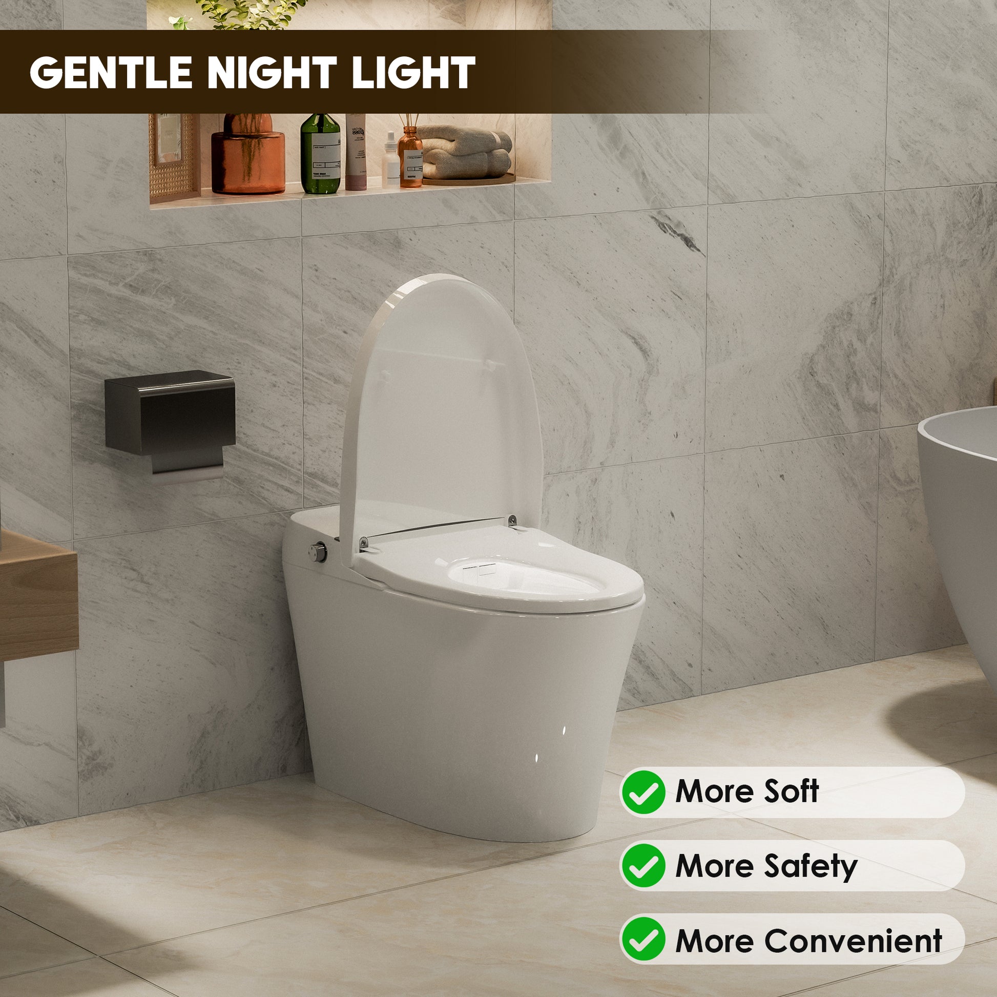 Heated Seat Smart Toilet with Dual Flush 1/1.28 GPF and Adjustable Temperature