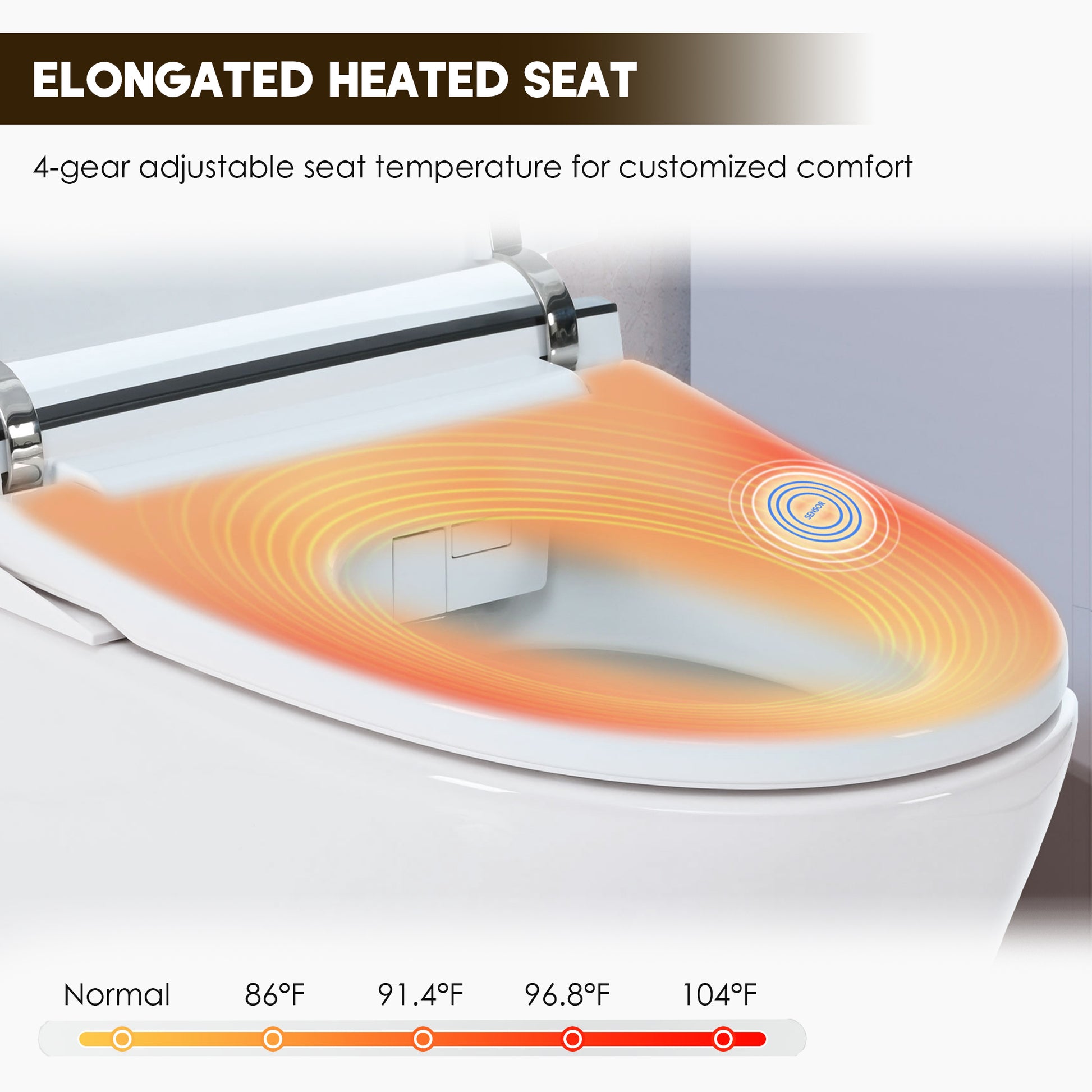 Heated Seat Smart Toilet with Dual Flush 1/1.28 GPF and Adjustable Temperature