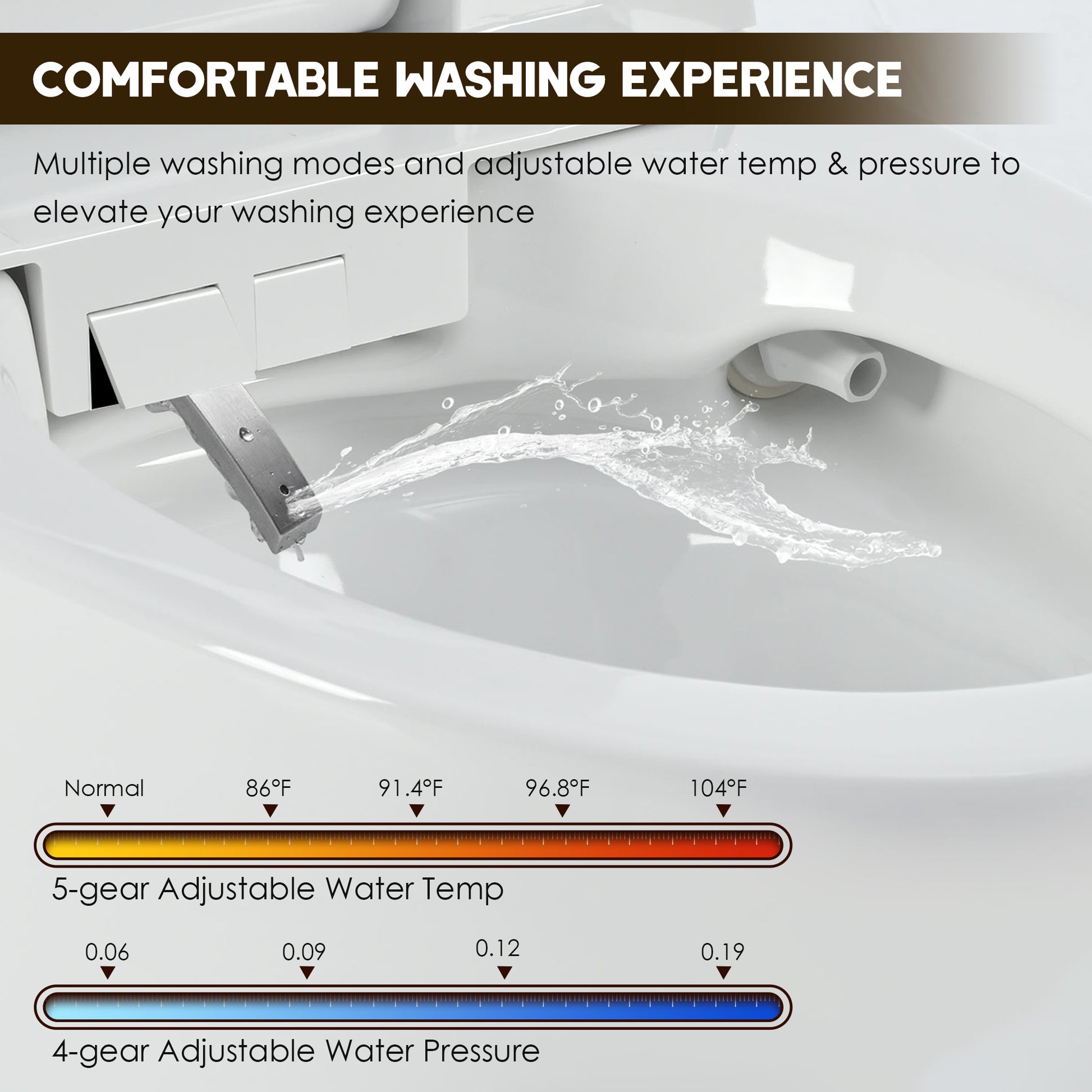 Elongated Smart Bidet Toilet with Heated Seat, Dryer and Warm Water
