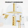 12-inch 3-Function Ceiling Mounted Thermostatic Shower System with Dual Shower Heads