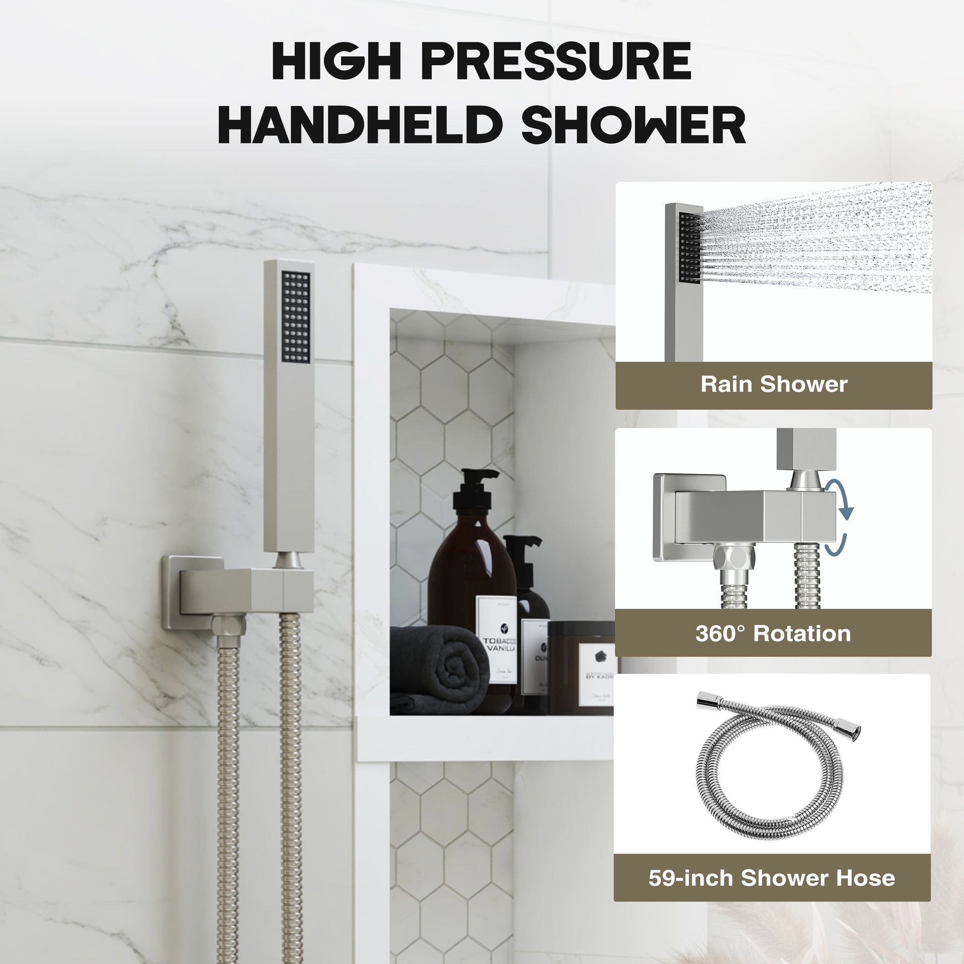 12-inch 3-Function Thermostatic Dual Shower System with Handheld