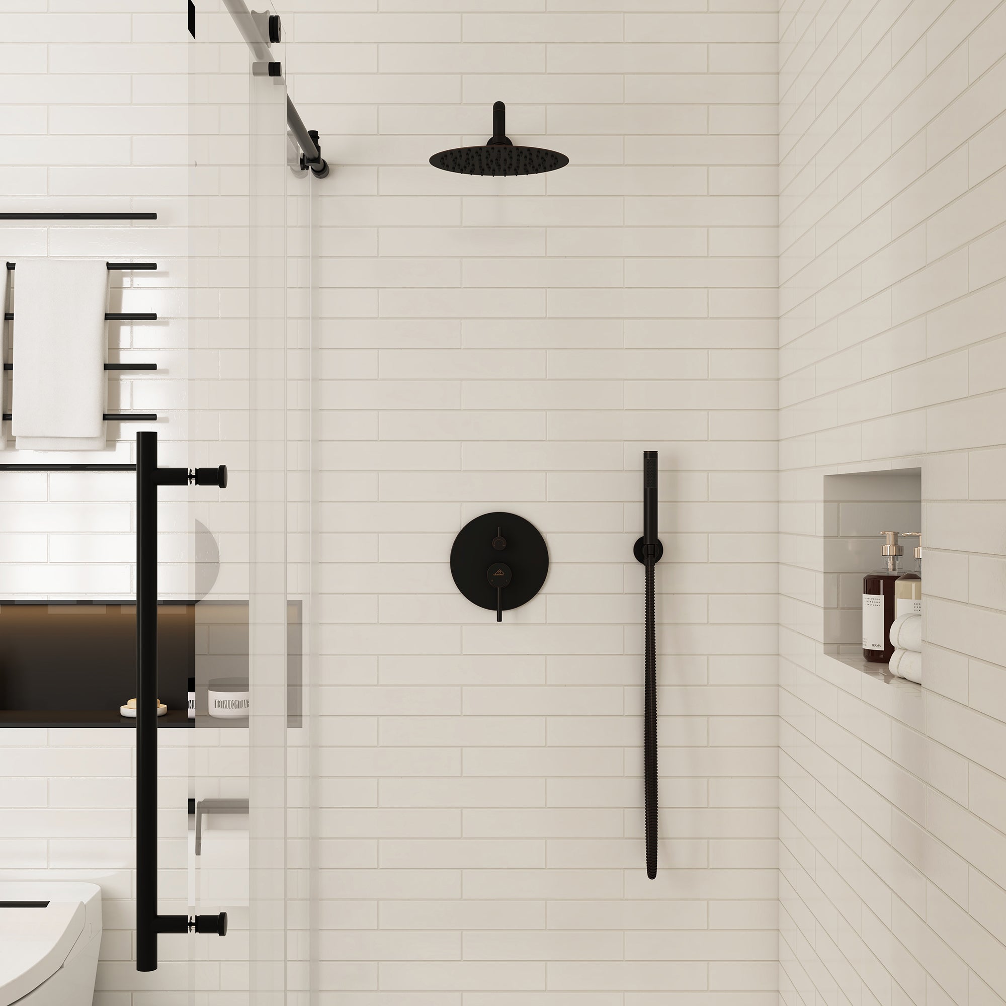 10" Wall Mount Rain Shower System with Handheld in Oil Rubbed Bronze