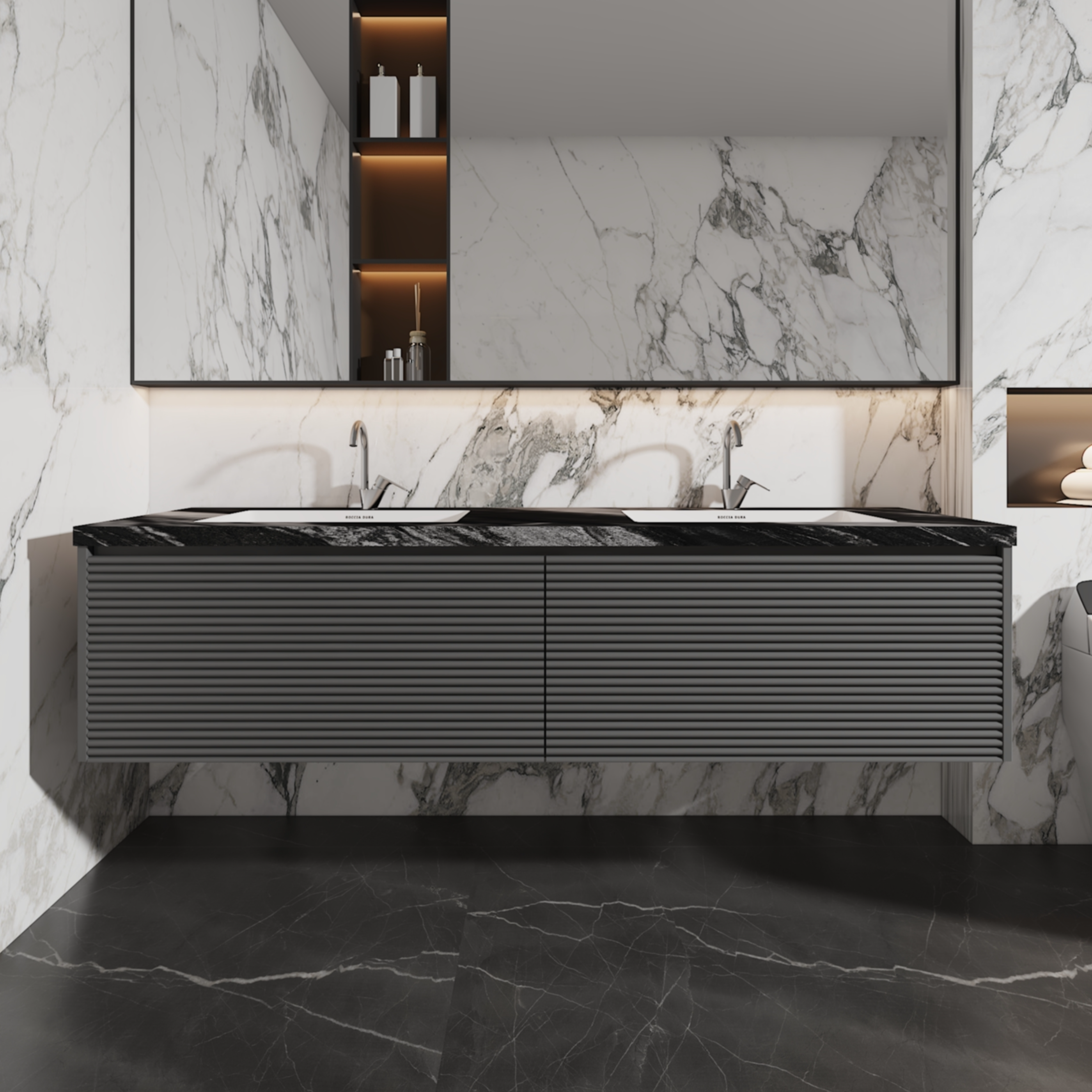 60"Seamless Porcelain Bathroom Vanity Top with Integrated Sink