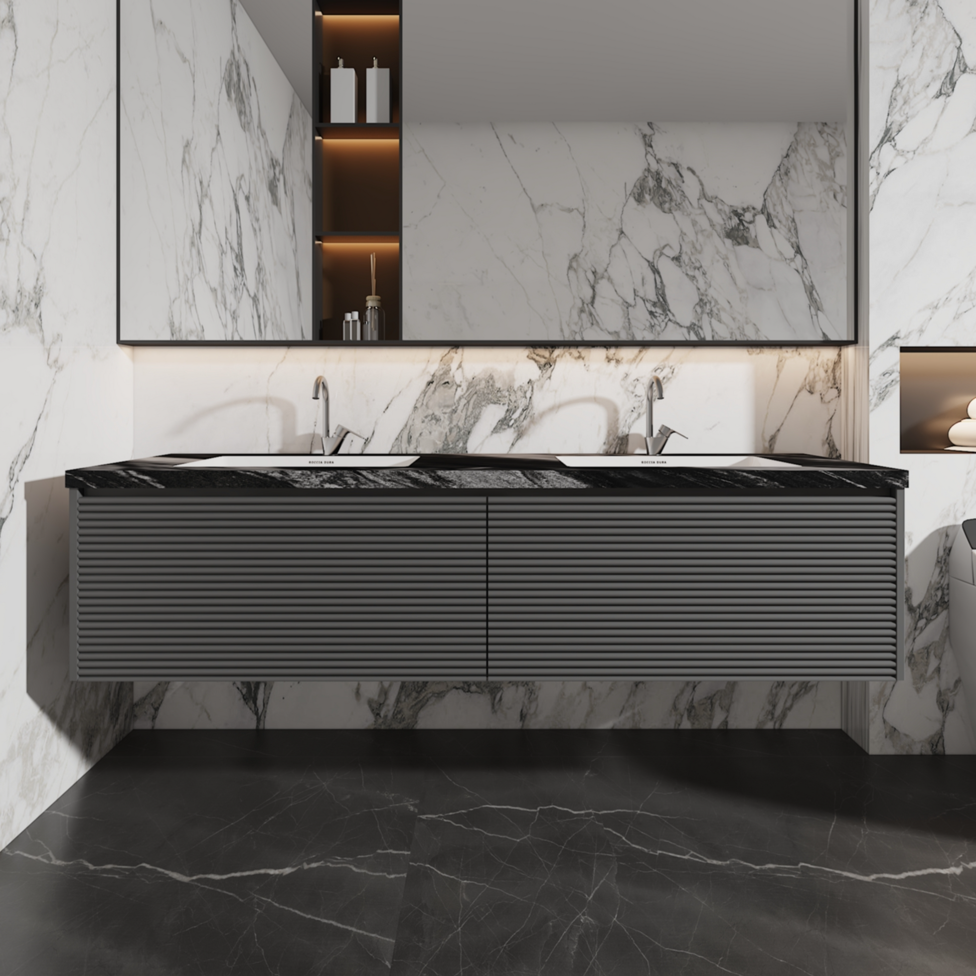 60"Seamless Porcelain Bathroom Vanity Top with Integrated Sink