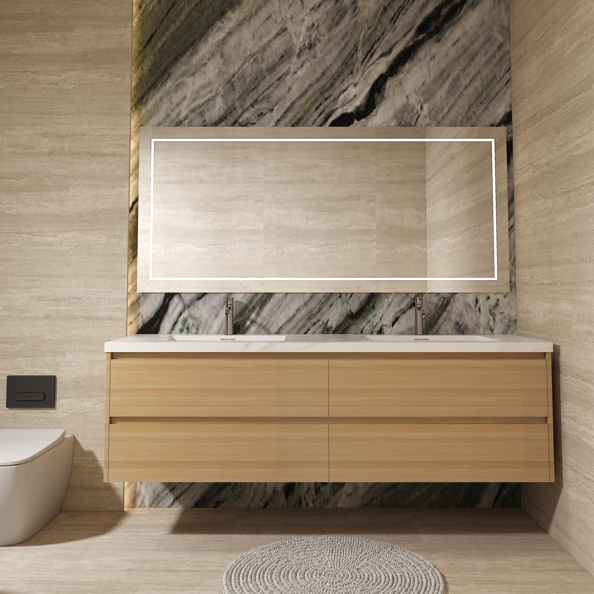 60"Seamless Porcelain Bathroom Vanity Top with Integrated Sink
