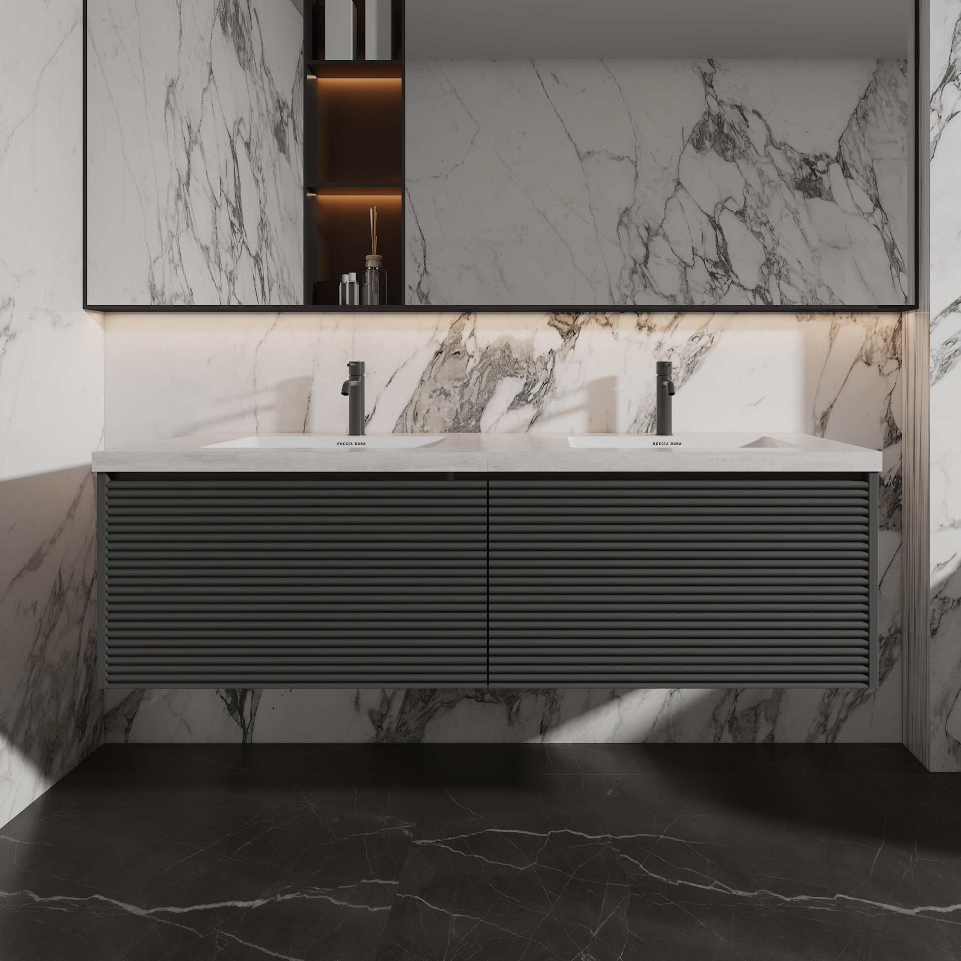60"Seamless Porcelain Bathroom Vanity Top with Integrated Sink