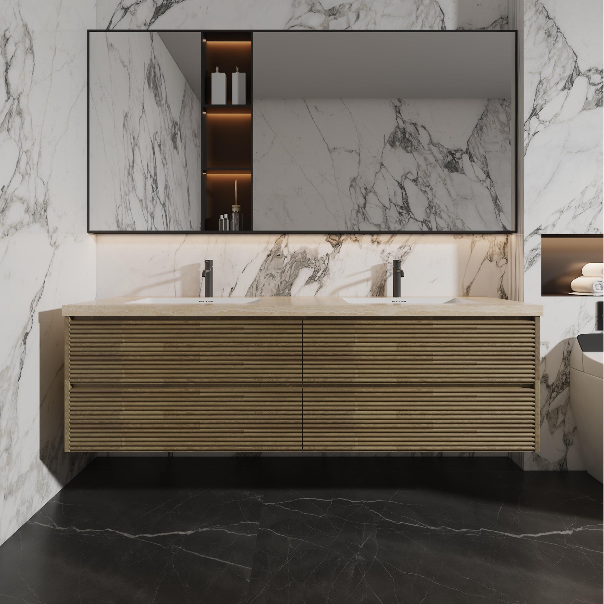 60"Seamless Porcelain Bathroom Vanity Top with Integrated Sink