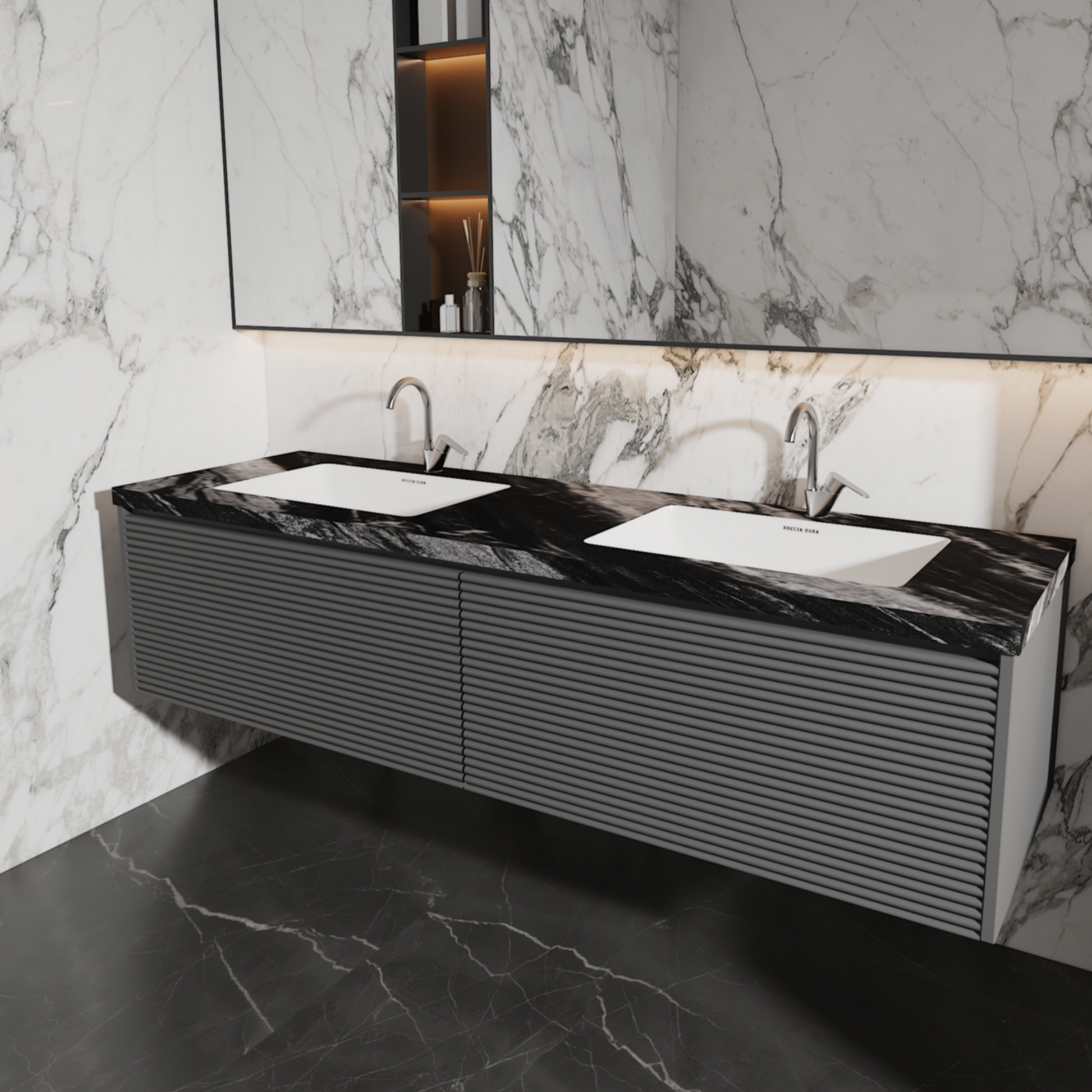 60"Seamless Porcelain Bathroom Vanity Top with Integrated Sink