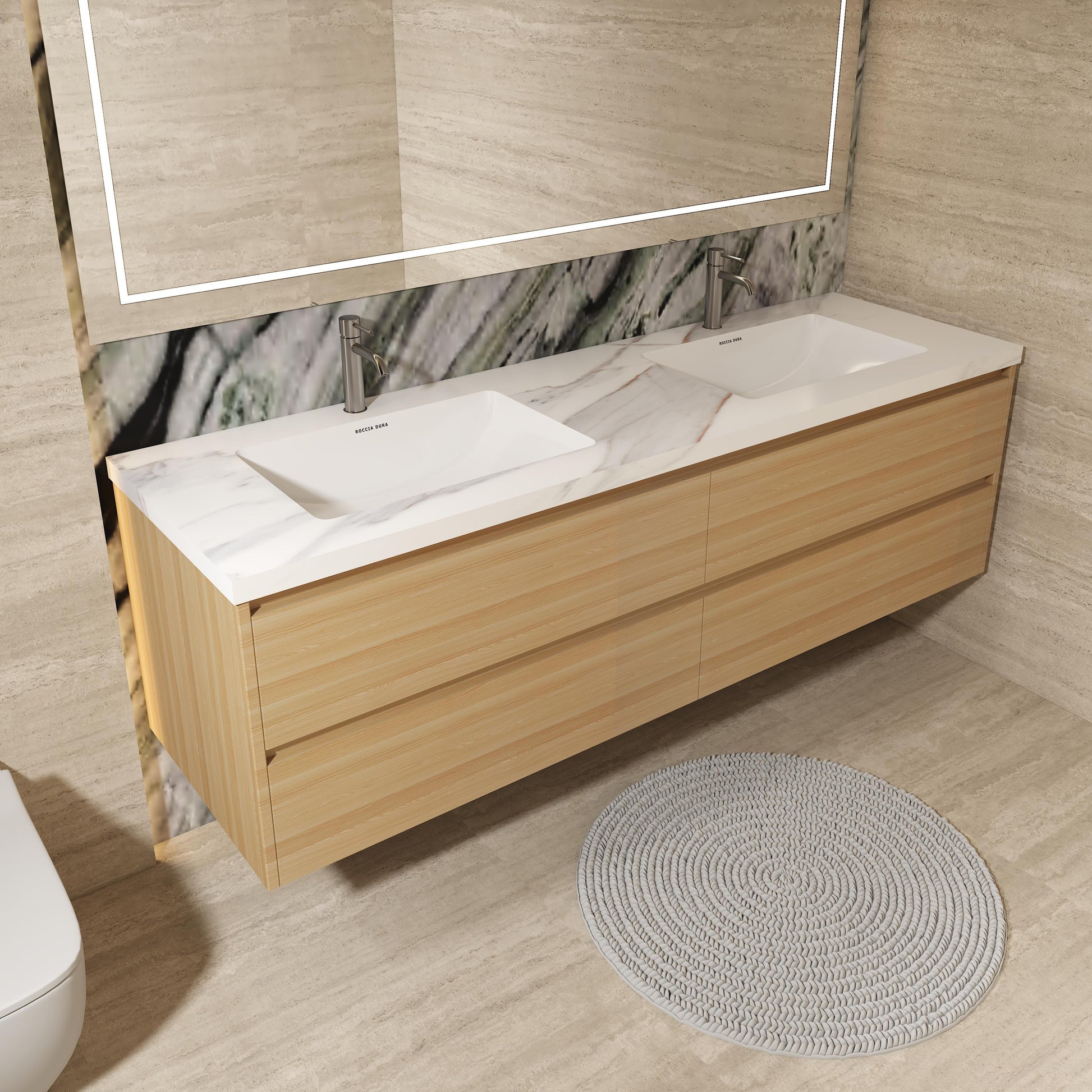 60"Seamless Porcelain Bathroom Vanity Top with Integrated Sink