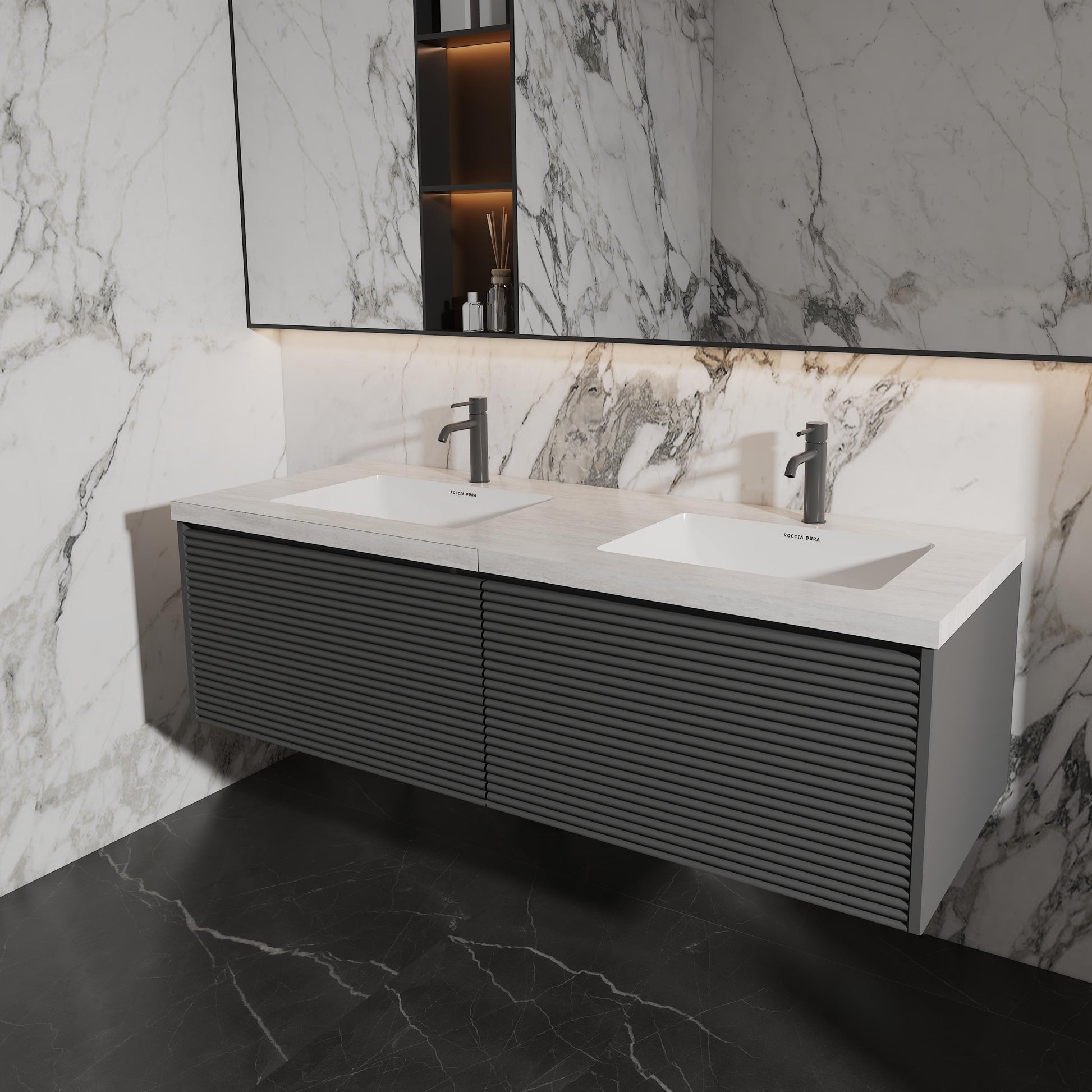 60"Seamless Porcelain Bathroom Vanity Top with Integrated Sink