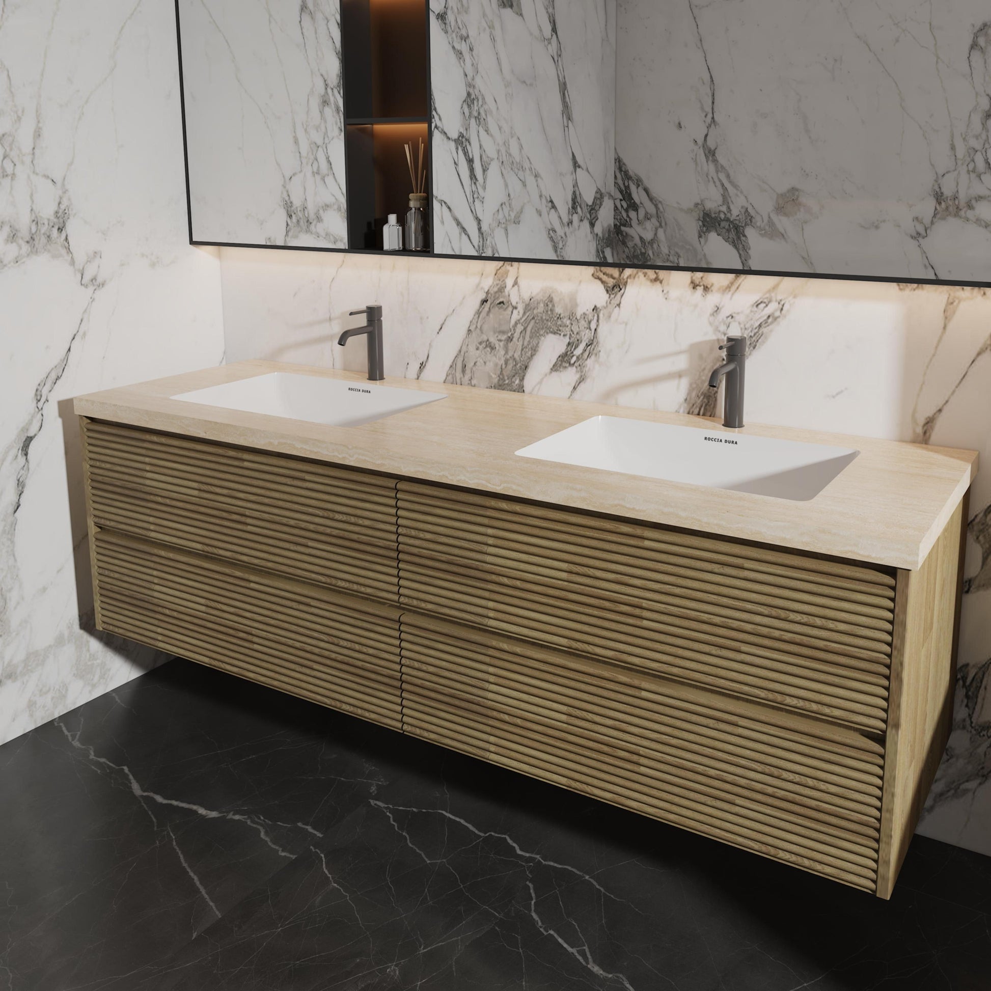 60"Seamless Porcelain Bathroom Vanity Top with Integrated Sink