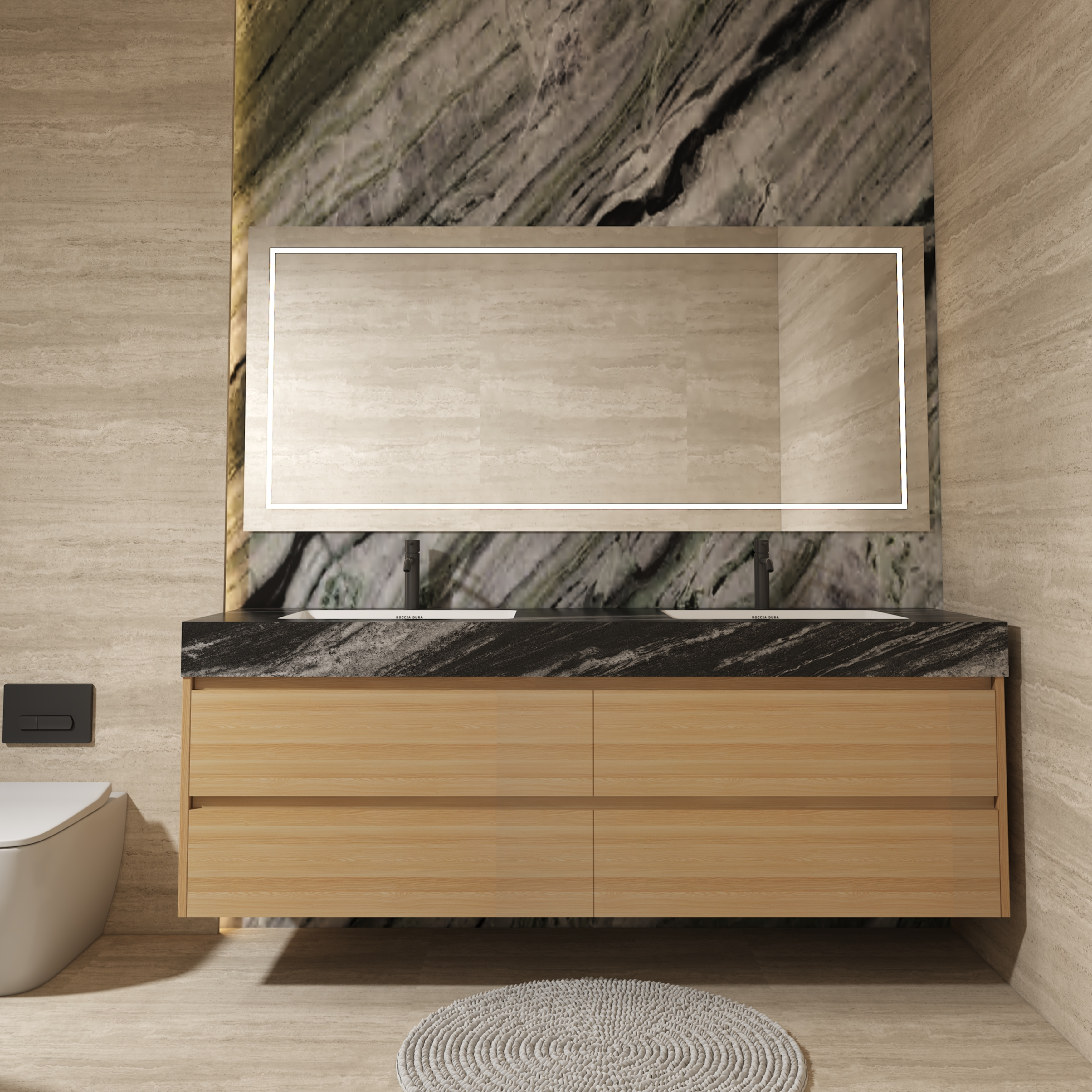 60"Seamless Porcelain Bathroom Vanity Top with Integrated Sink