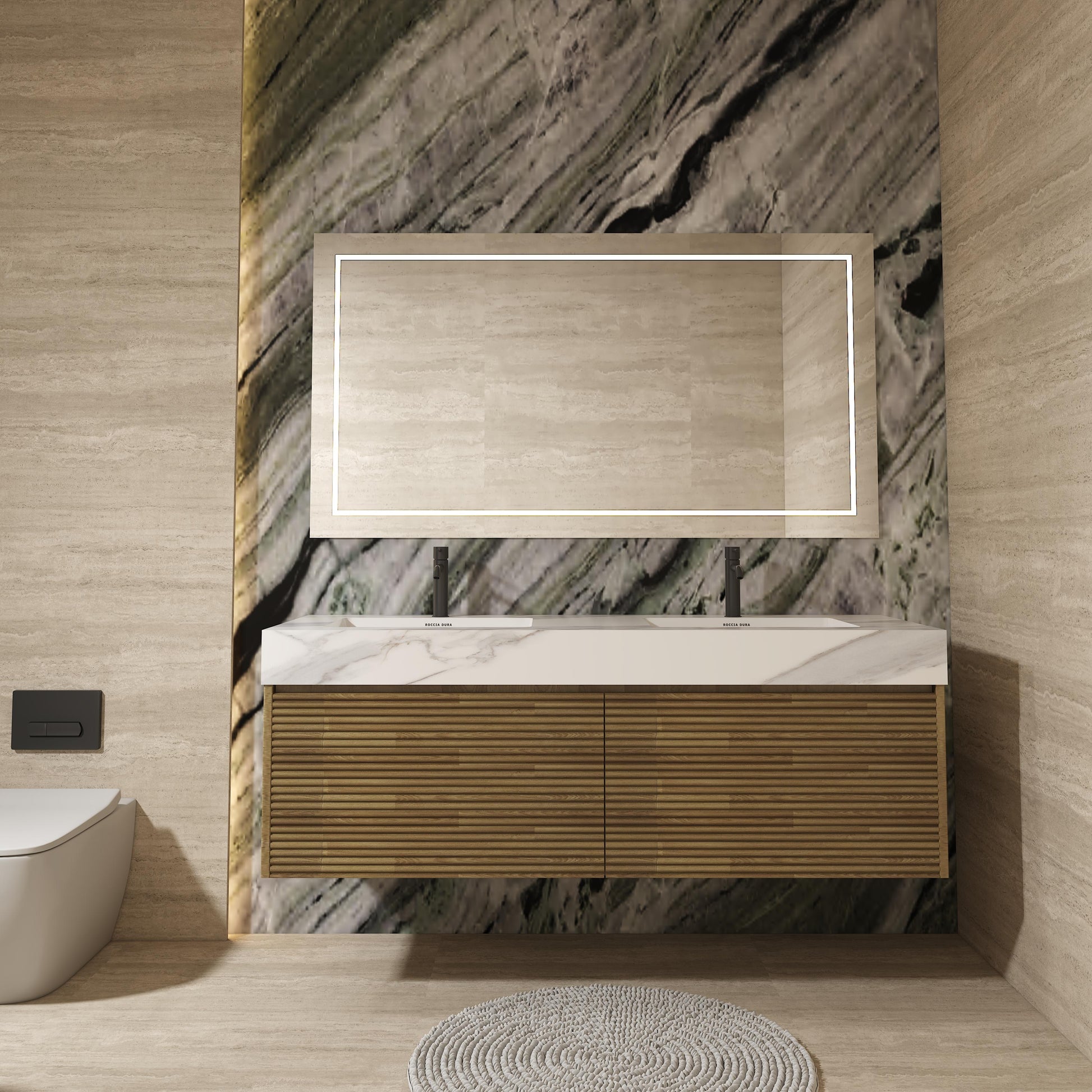 60"Seamless Porcelain Bathroom Vanity Top with Integrated Sink