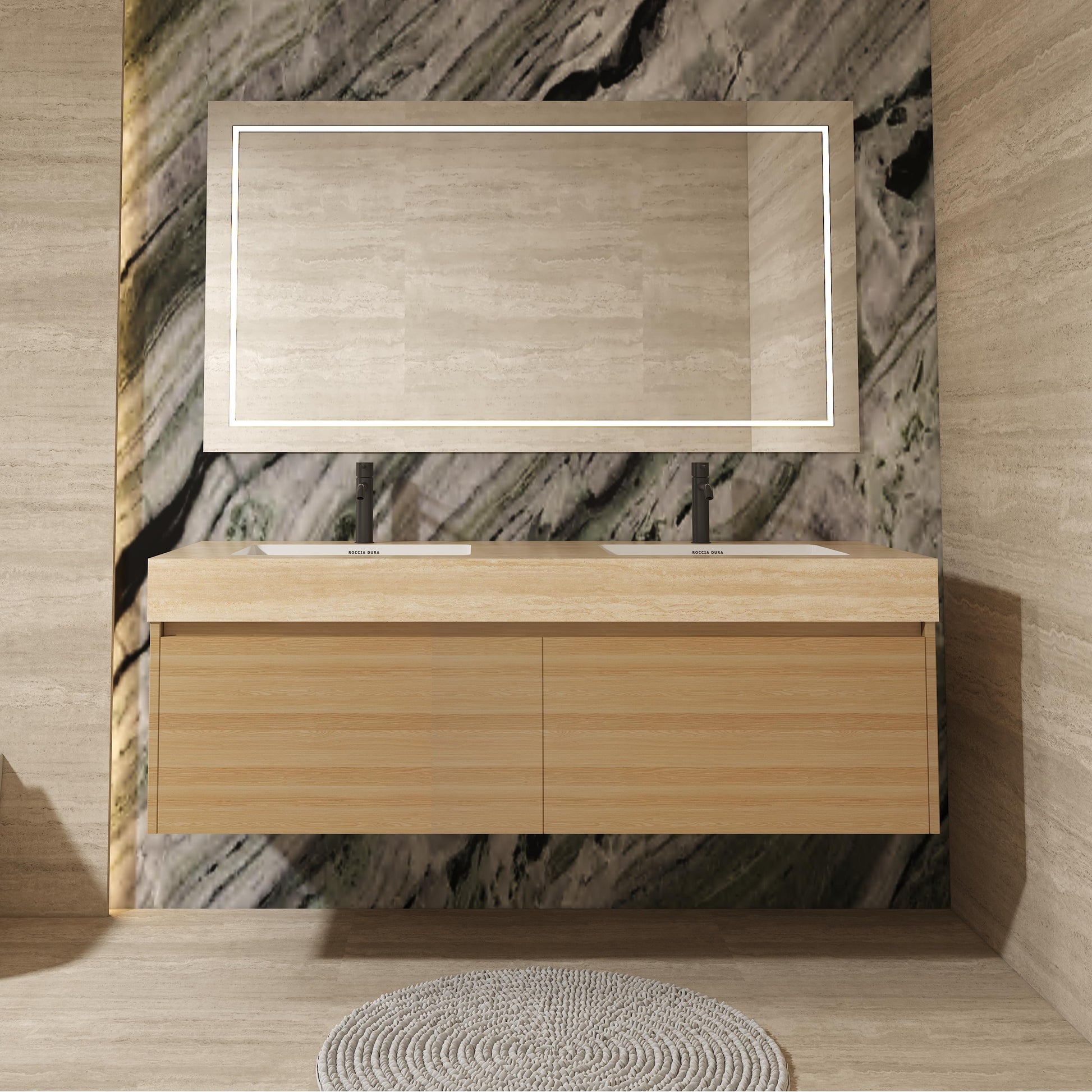 60"Seamless Porcelain Bathroom Vanity Top with Integrated Sink