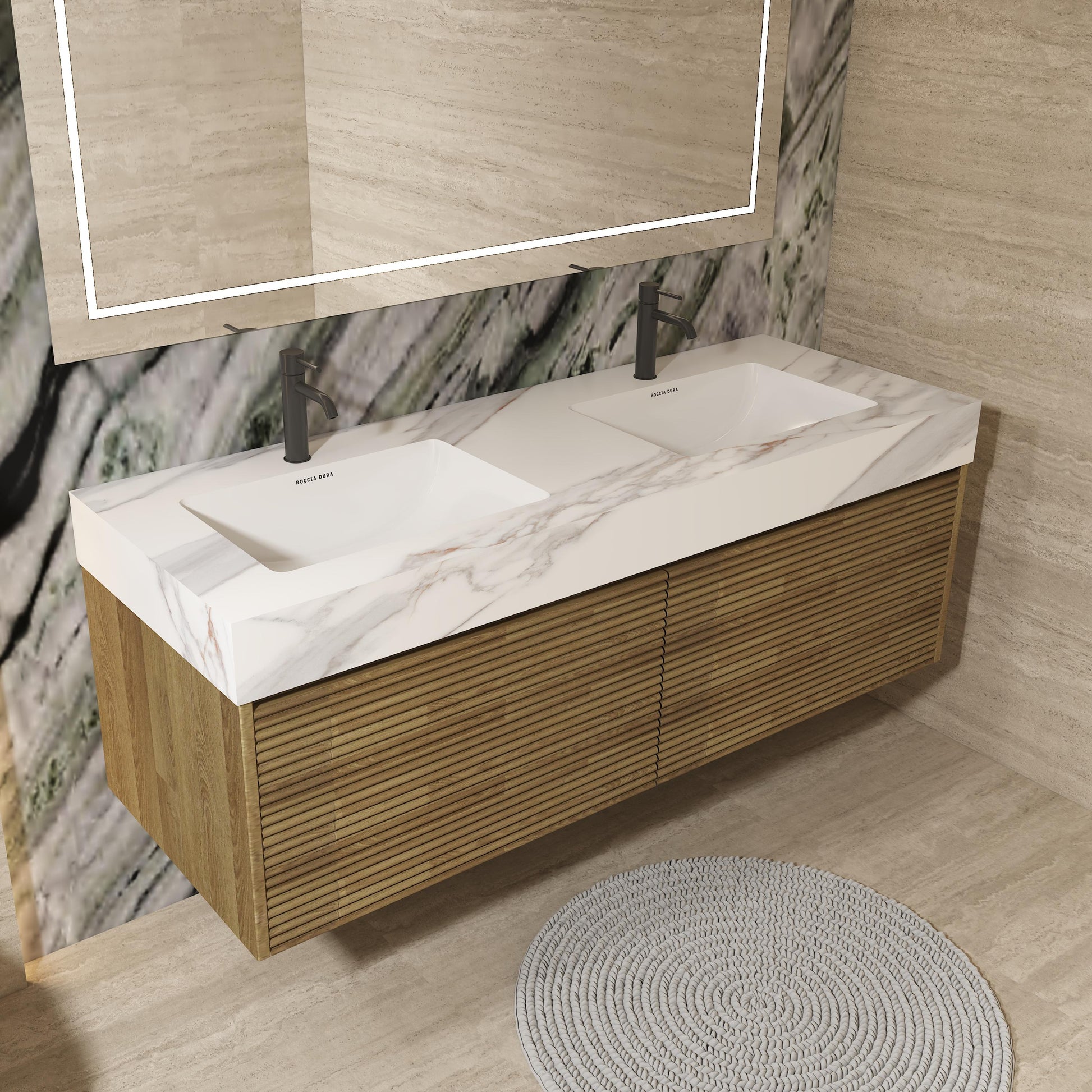 60"Seamless Porcelain Bathroom Vanity Top with Integrated Sink