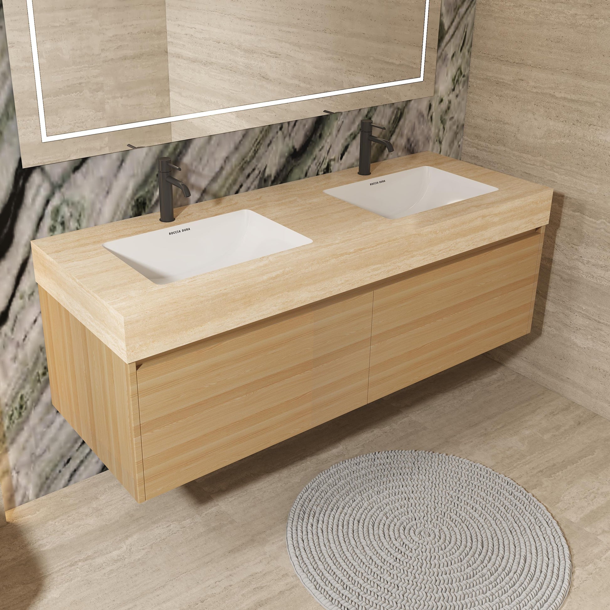 60"Seamless Porcelain Bathroom Vanity Top with Integrated Sink