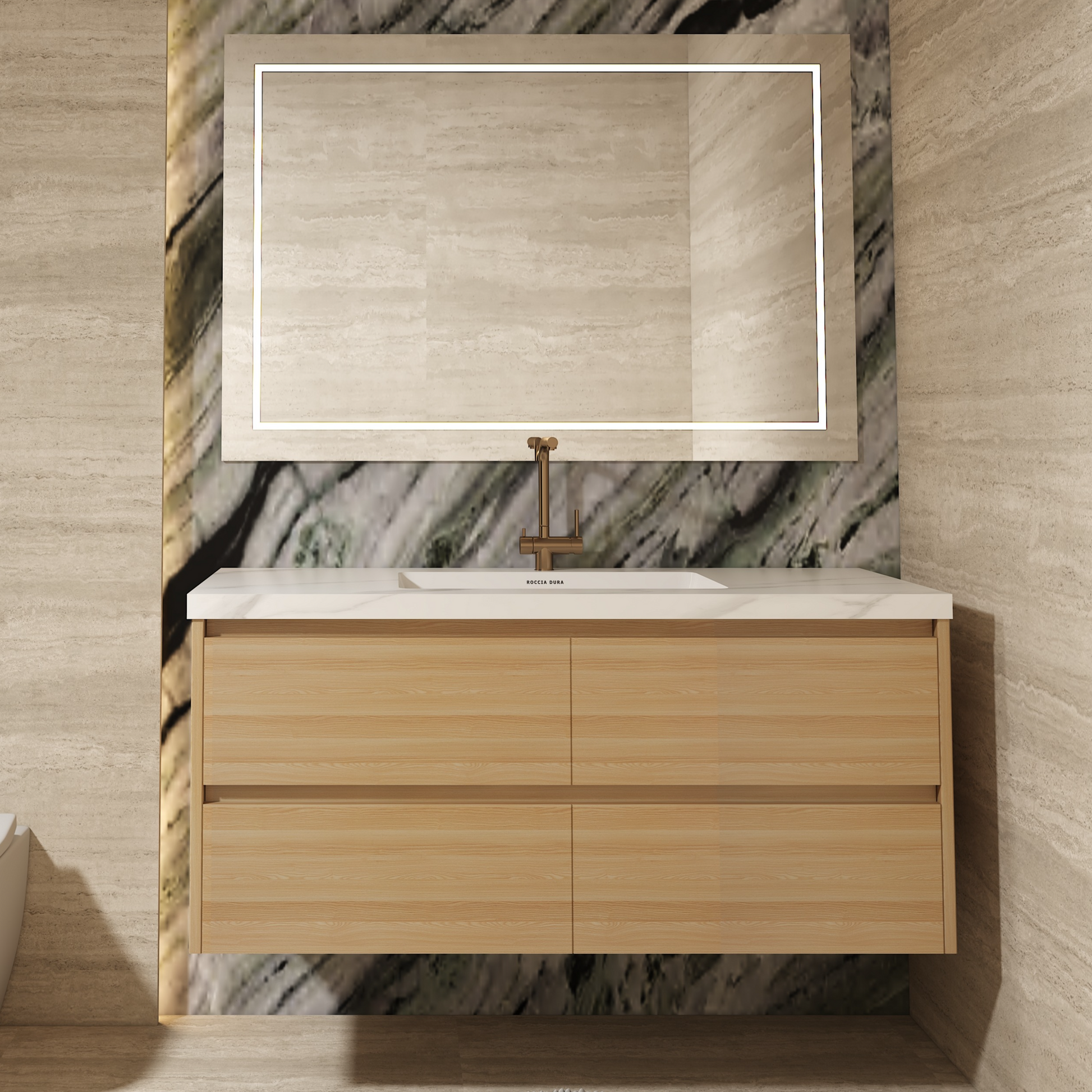 42"Seamless Porcelain Bathroom Vanity Top with Integrated Sink, Single Sink Design