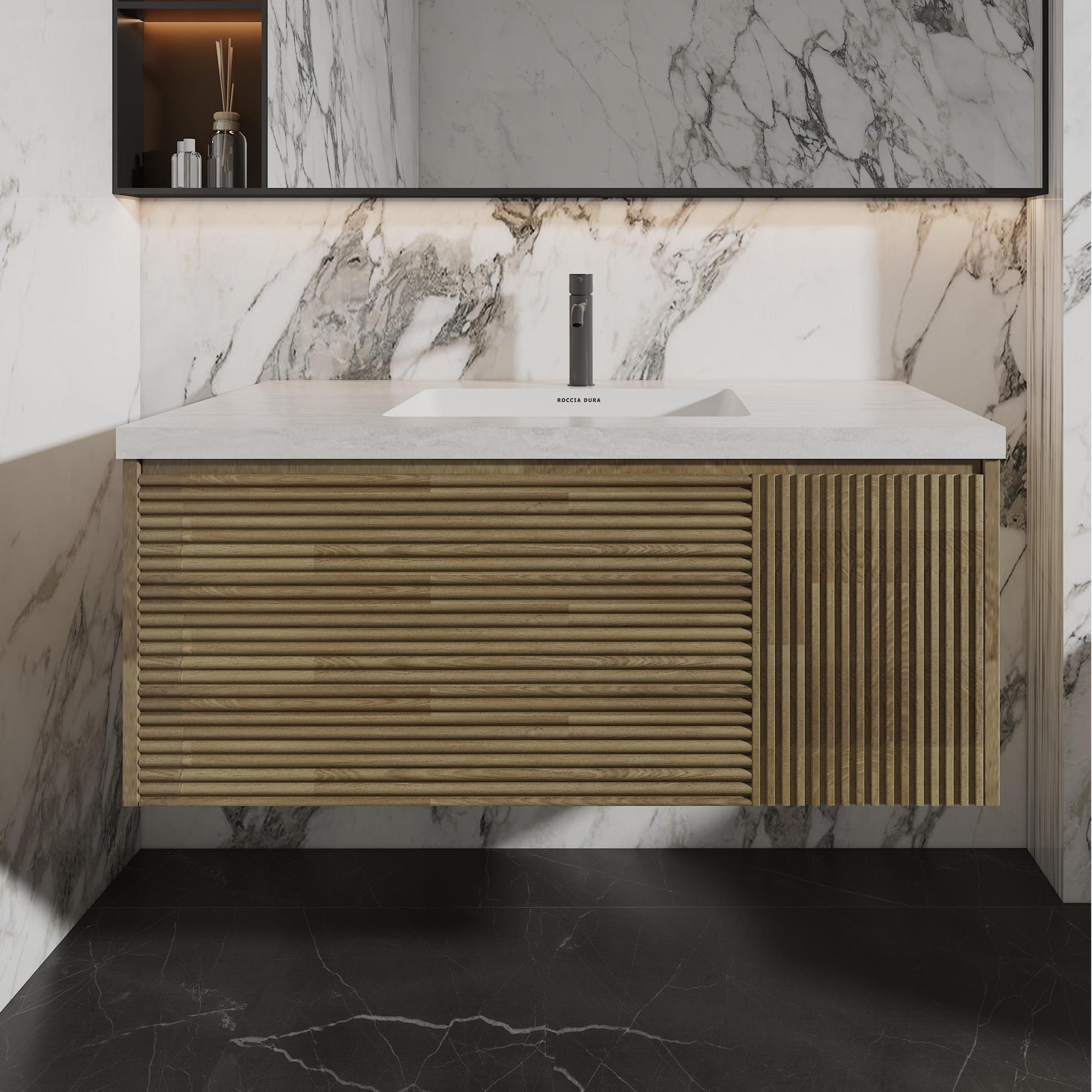 42"Seamless Porcelain Bathroom Vanity Top with Integrated Sink, Single Sink Design