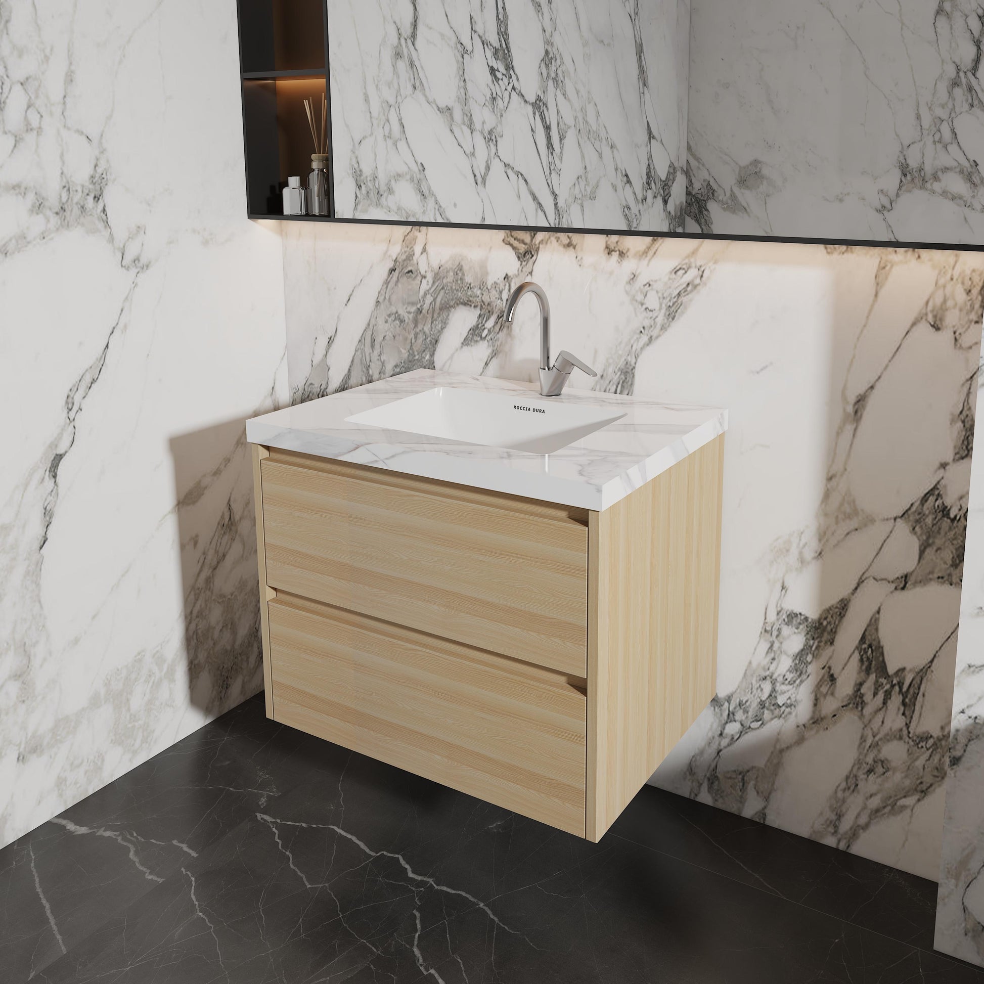 48"Porcelain Seamless Single Sink Bathroom Vanity Top Only
