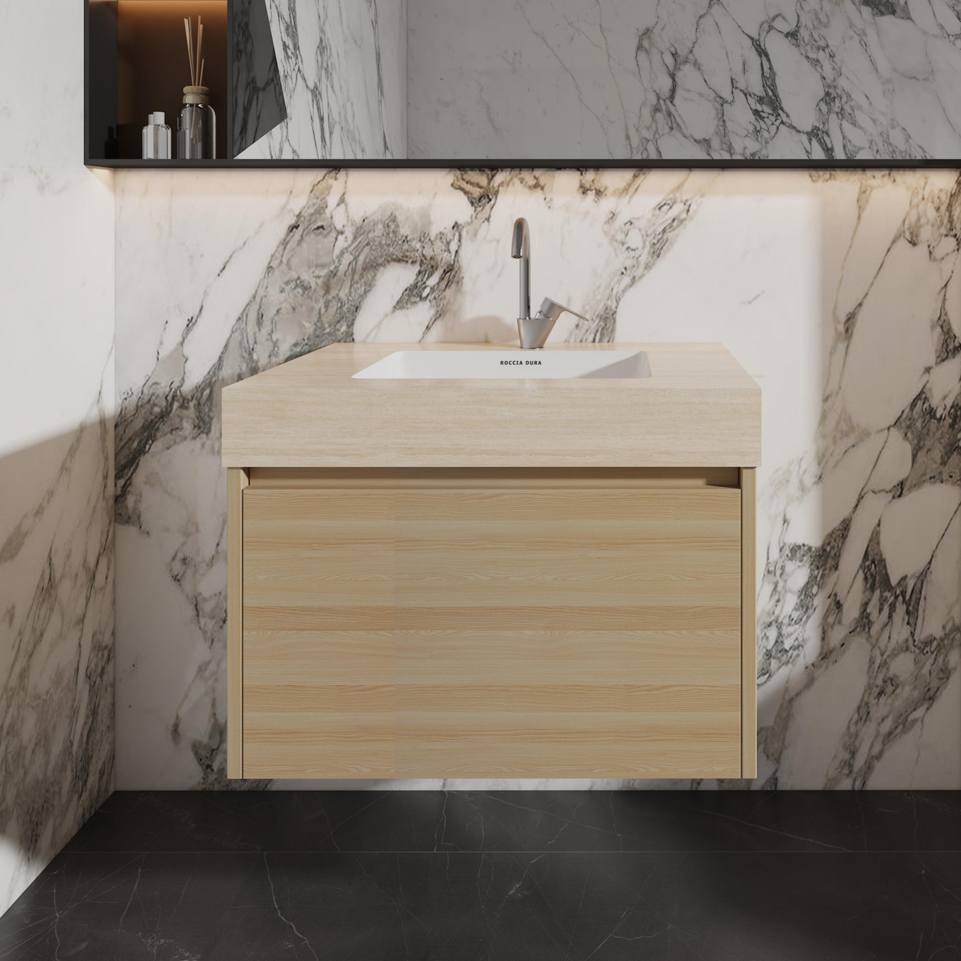 24"Seamless Porcelain Single Sink Bathroom Vanity Top Only with Integrated Sink