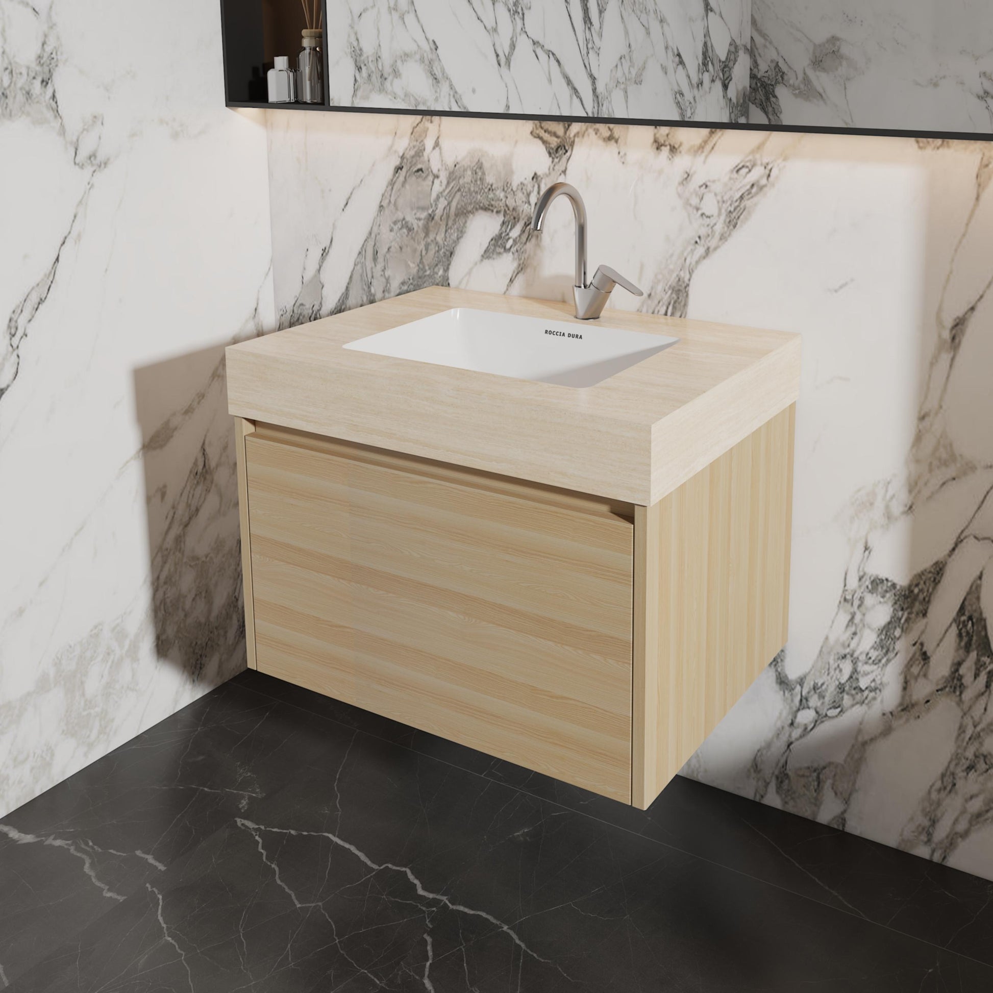 24"Seamless Porcelain Single Sink Bathroom Vanity Top Only with Integrated Sink
