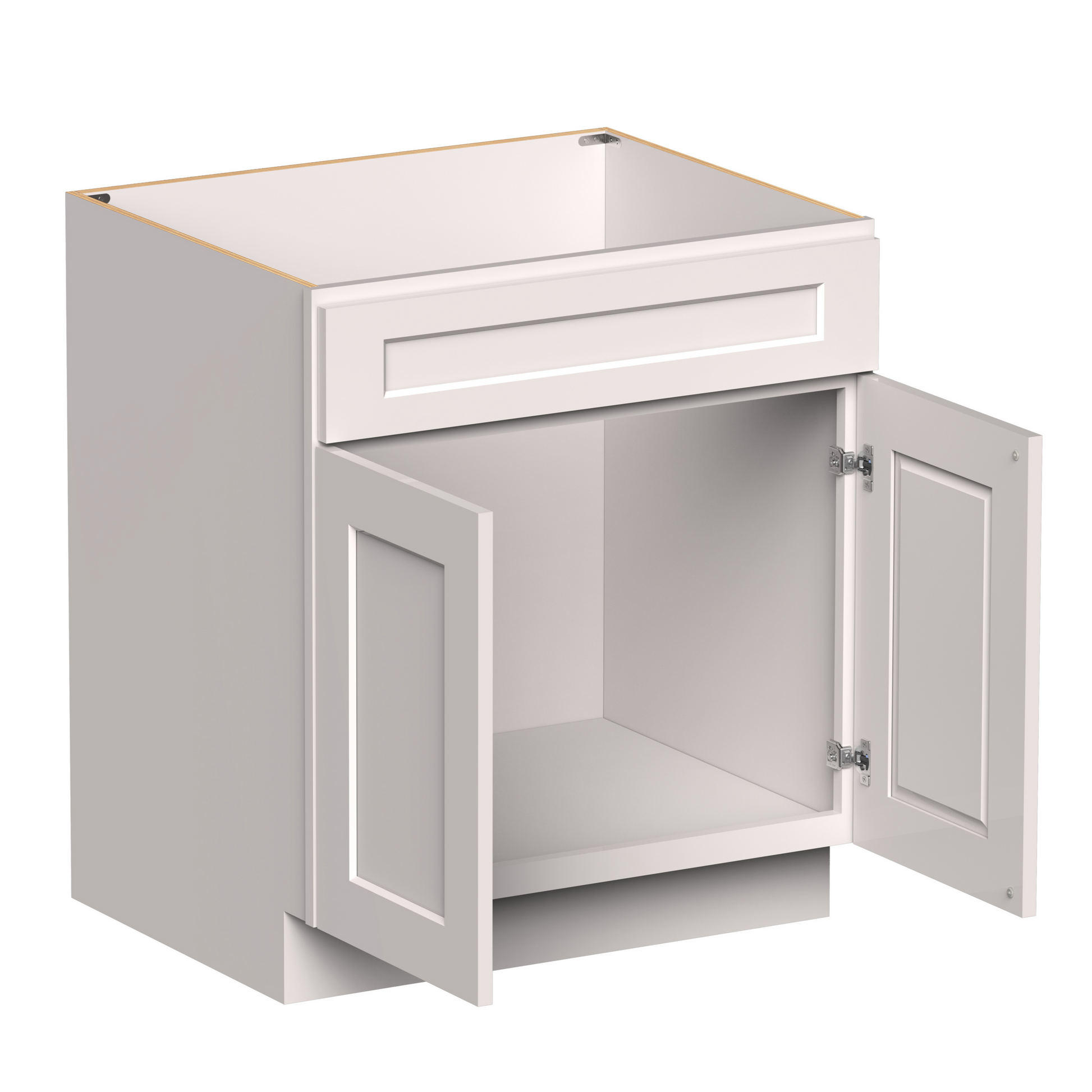 White Shaker RTA 30"W x 24"D x 34.5"H Sink Base Cabinets with 2 Doors
