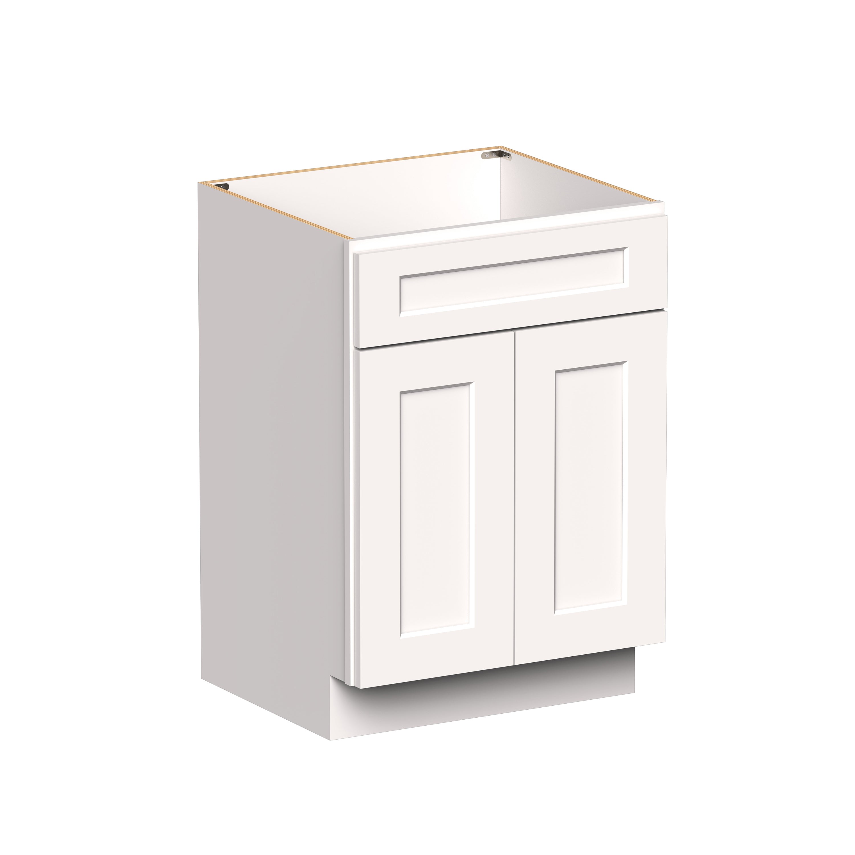 White Shaker RTA 24"/30"W x 21"D x 34.5"H Vanity Base Cabinet with 2 Doors and 1 False Drawer