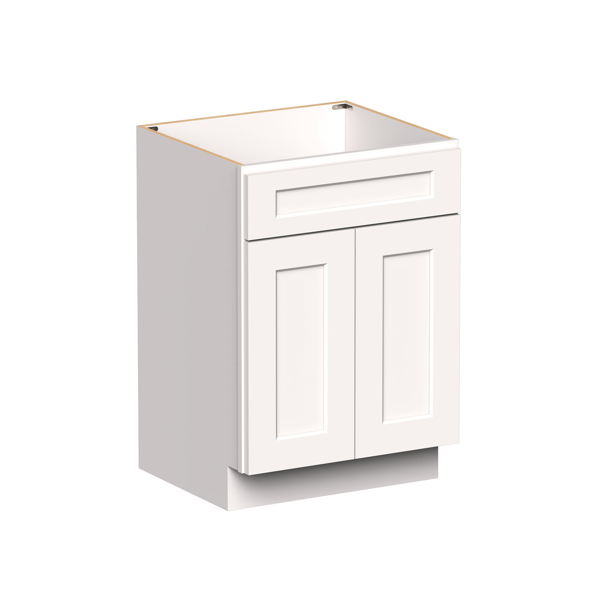 White Shaker RTA 24"/30"W x 21"D x 34.5"H Vanity Base Cabinet with 2 Doors and 1 False Drawer