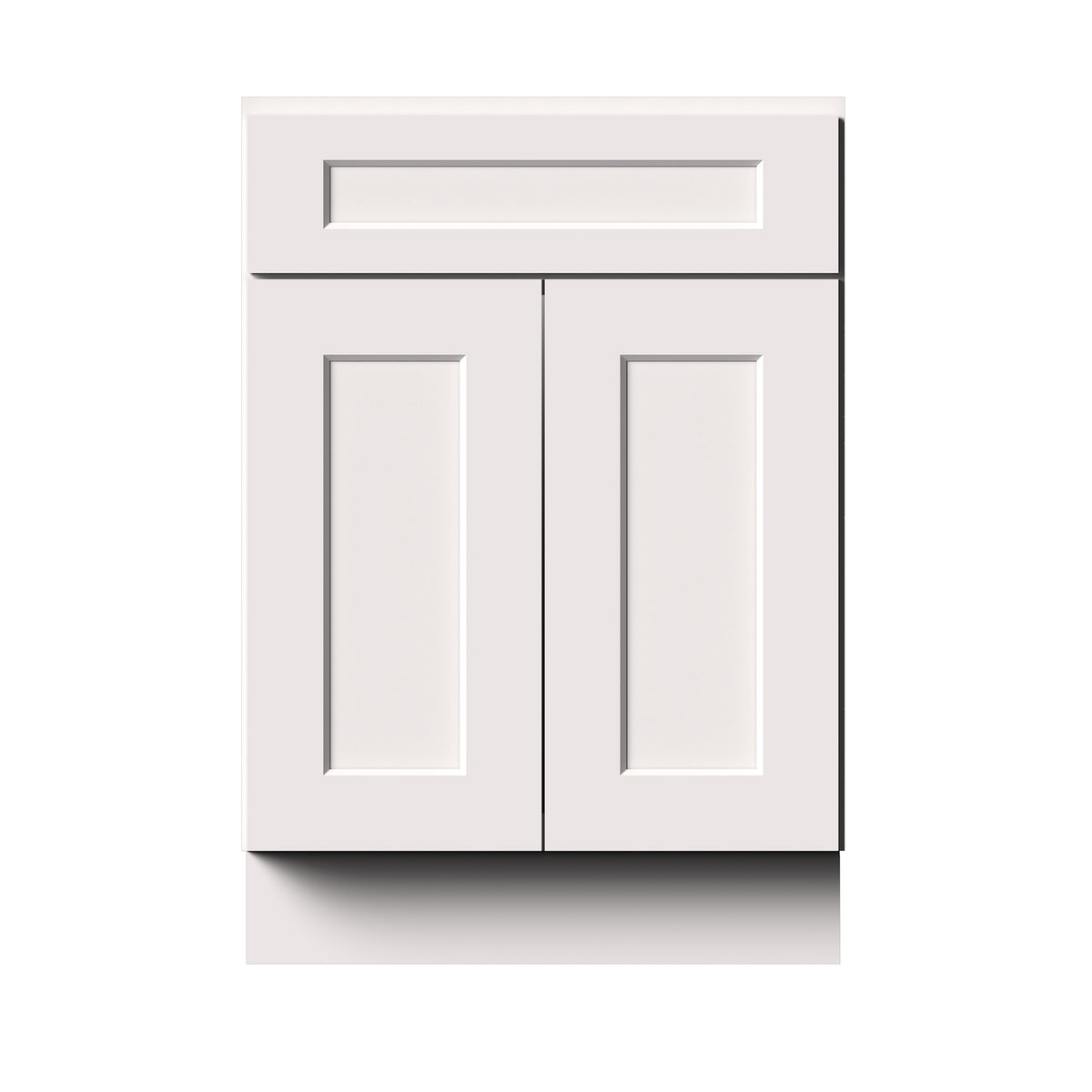 White Shaker RTA 24"/30"W x 21"D x 34.5"H Vanity Base Cabinet with 2 Doors and 1 False Drawer