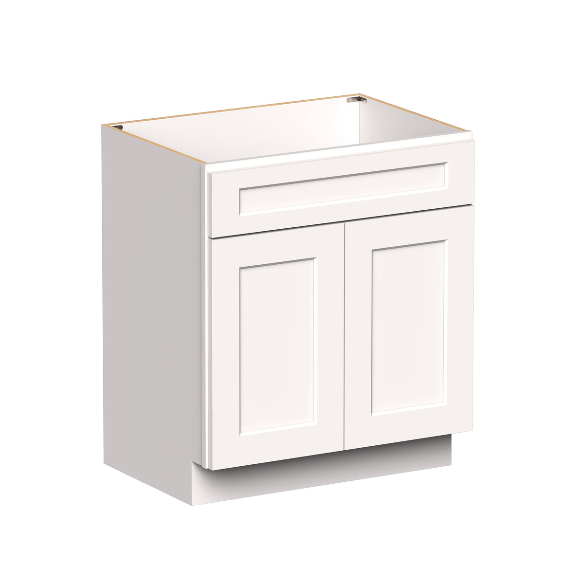 White Shaker RTA 24"/30"W x 21"D x 34.5"H Vanity Base Cabinet with 2 Doors and 1 False Drawer