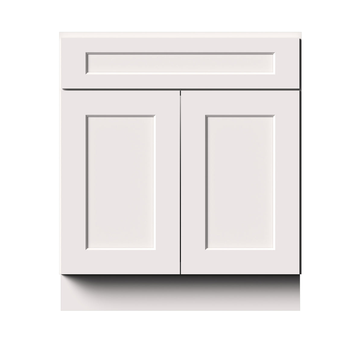 White Shaker RTA 24"/30"W x 21"D x 34.5"H Vanity Base Cabinet with 2 Doors and 1 False Drawer