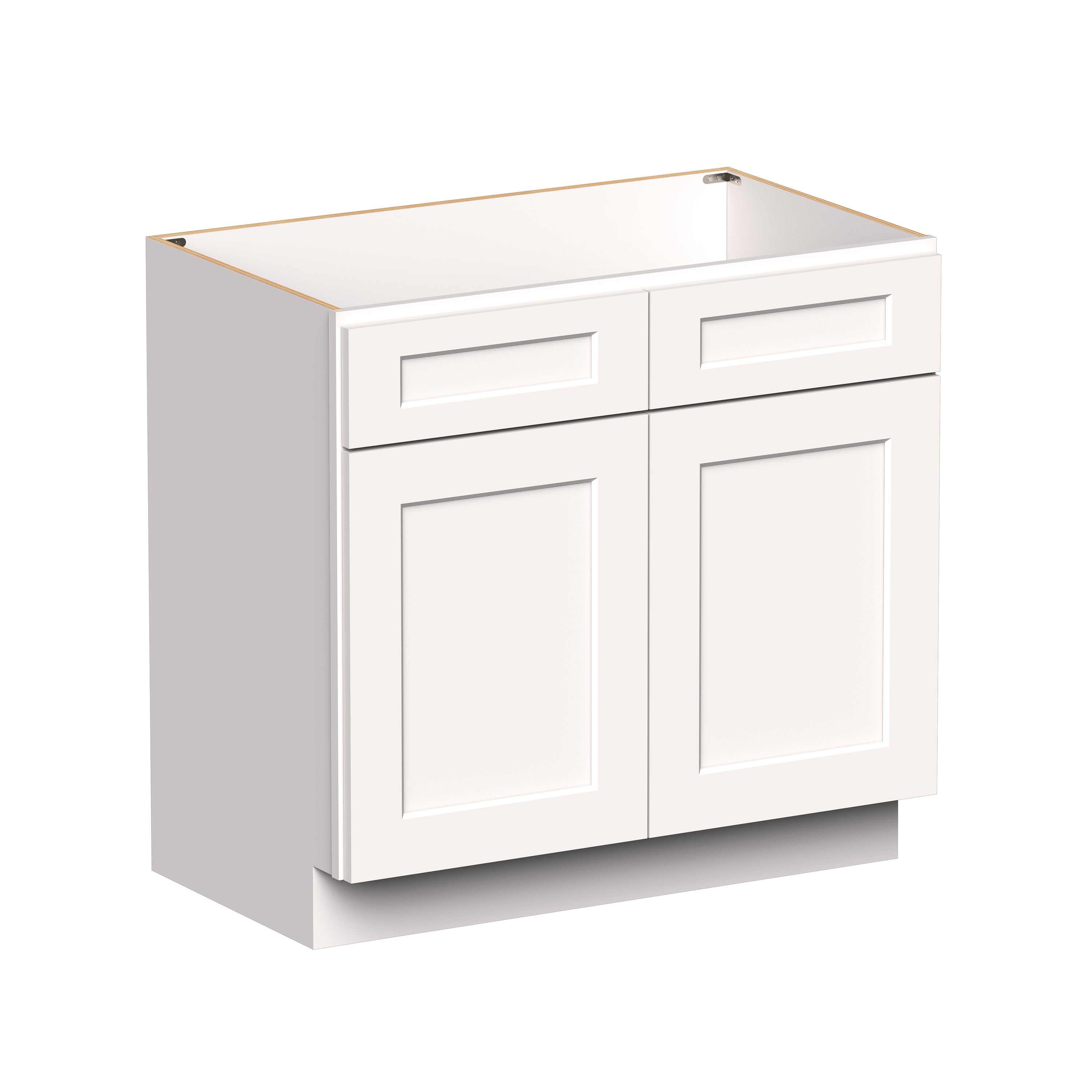 White Shaker RTA 36"W x 21"D x 34.5"H Vanity Base Cabinet with 2 Doors and 1 False Drawer
