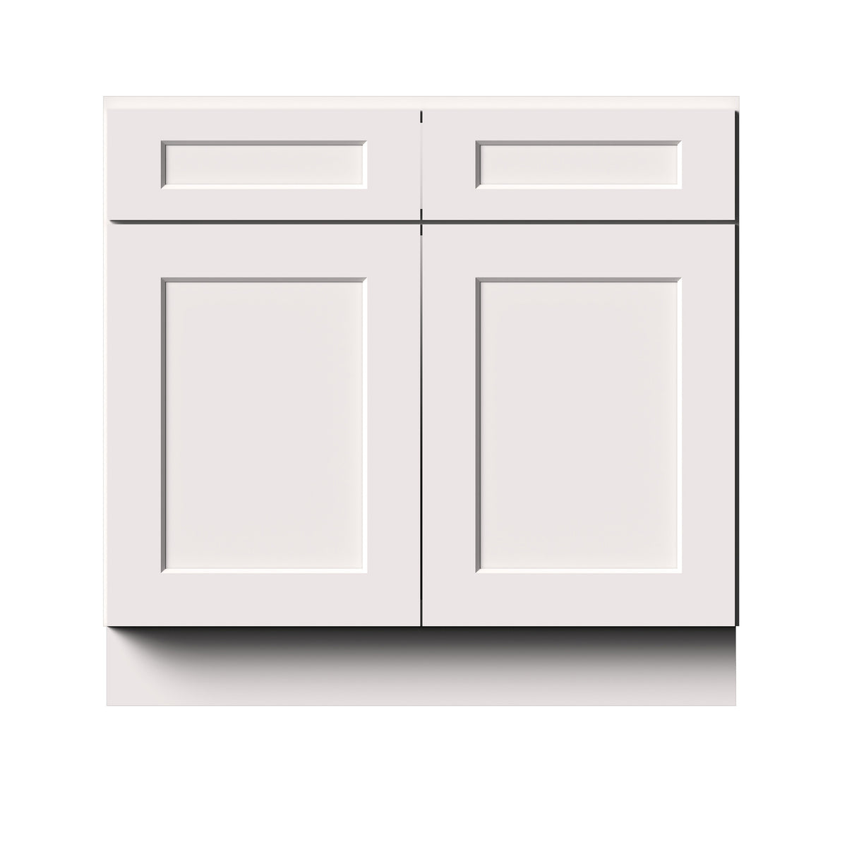 White Shaker RTA 36"W x 21"D x 34.5"H Vanity Base Cabinet with 2 Doors and 1 False Drawer