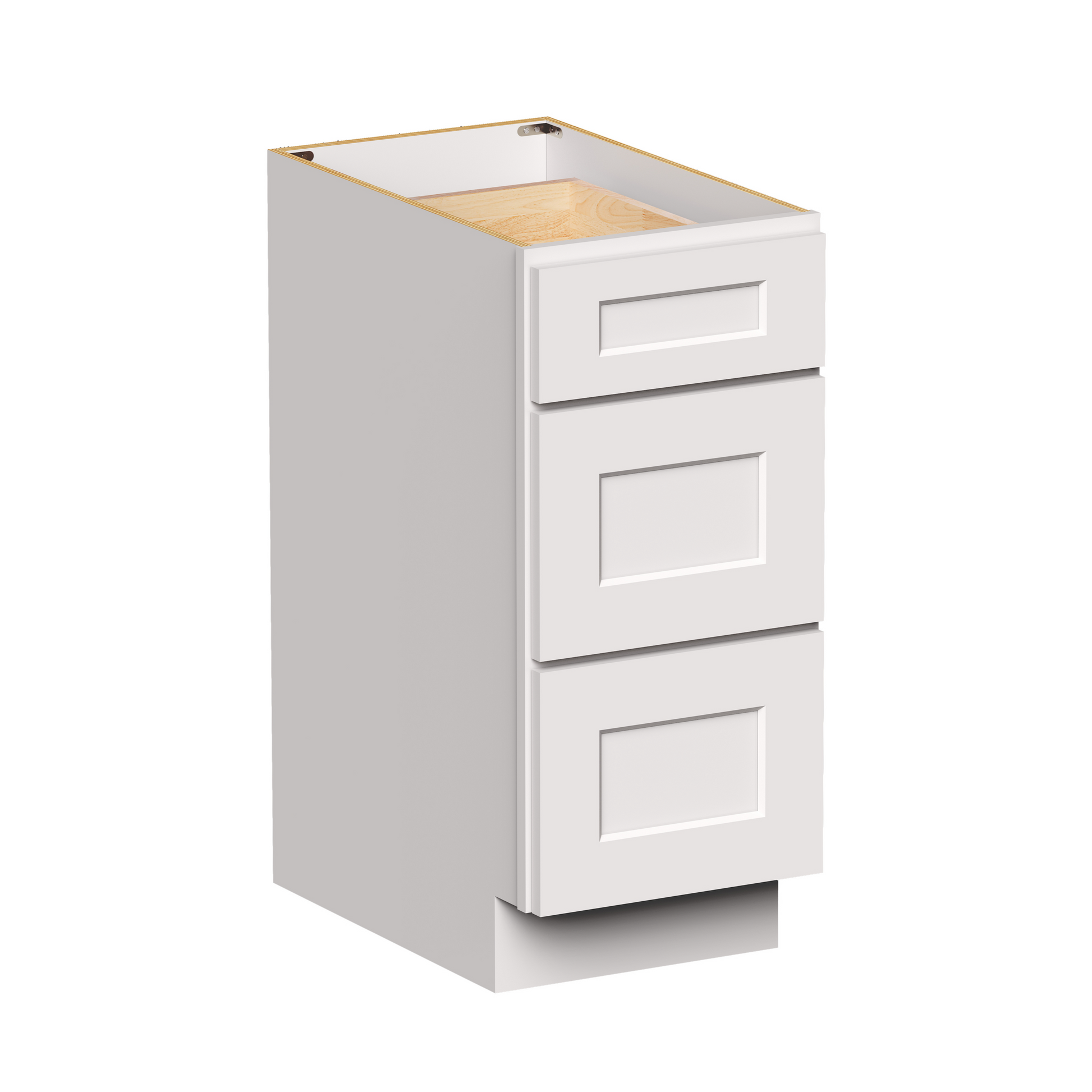 White RTA 15"W x 24"D x 34.5"H Drawer Base Cabinets with 3 Drawers