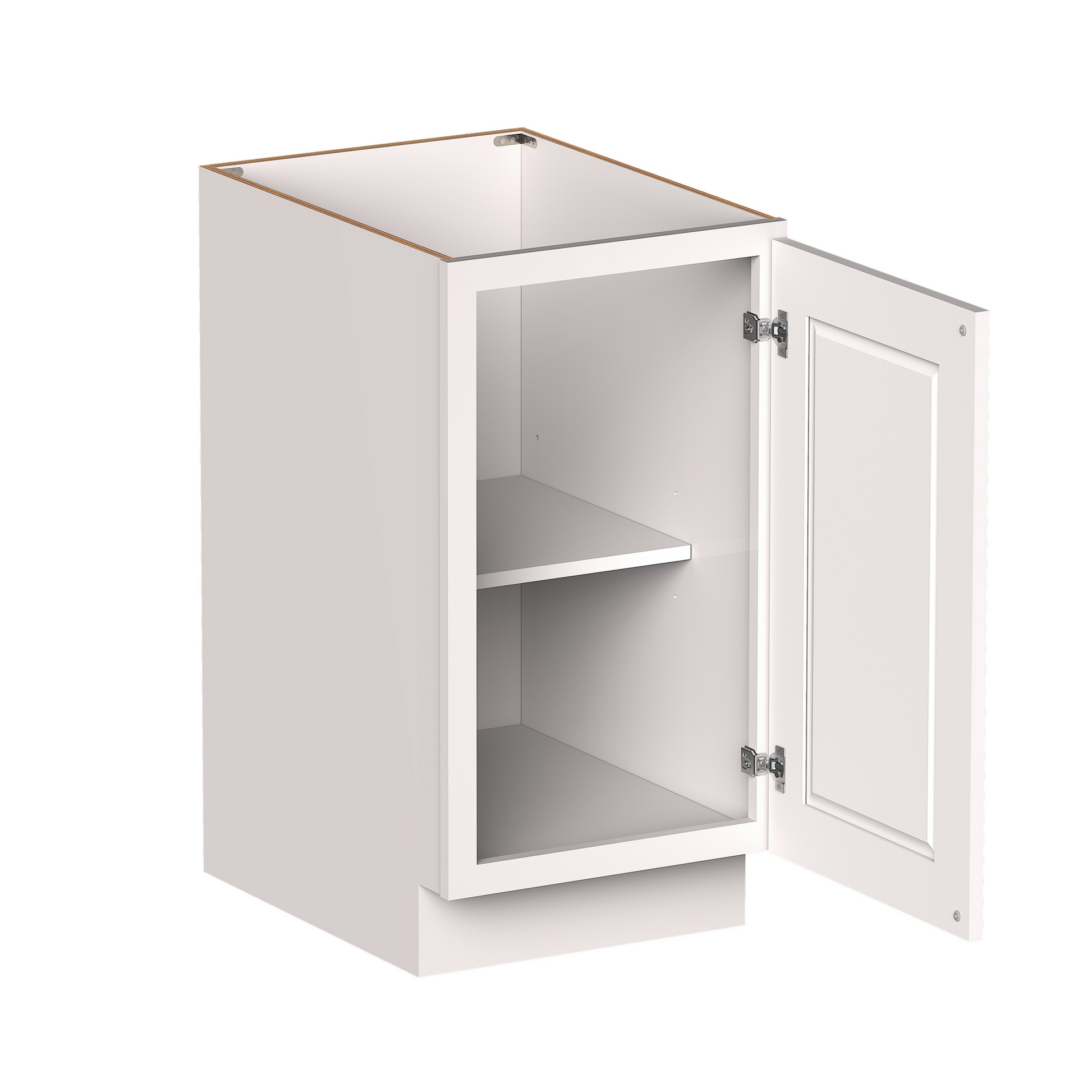 White RTA 18"W x 24"D x 34.5"H Full Height Door Base Cabinet with 1 Door and 1 Shelves